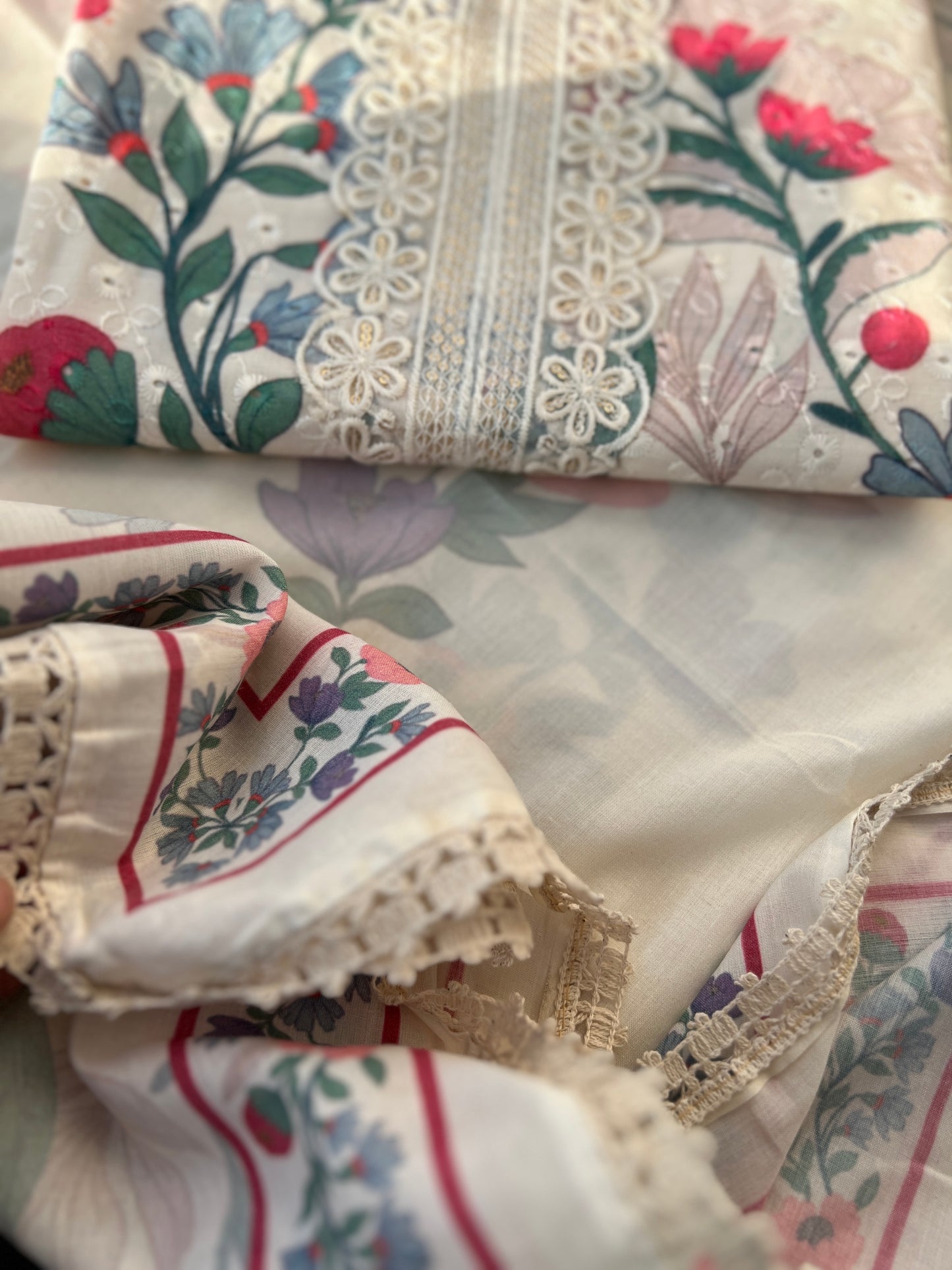 Floral Charm with Chikankari & Lace Elegance