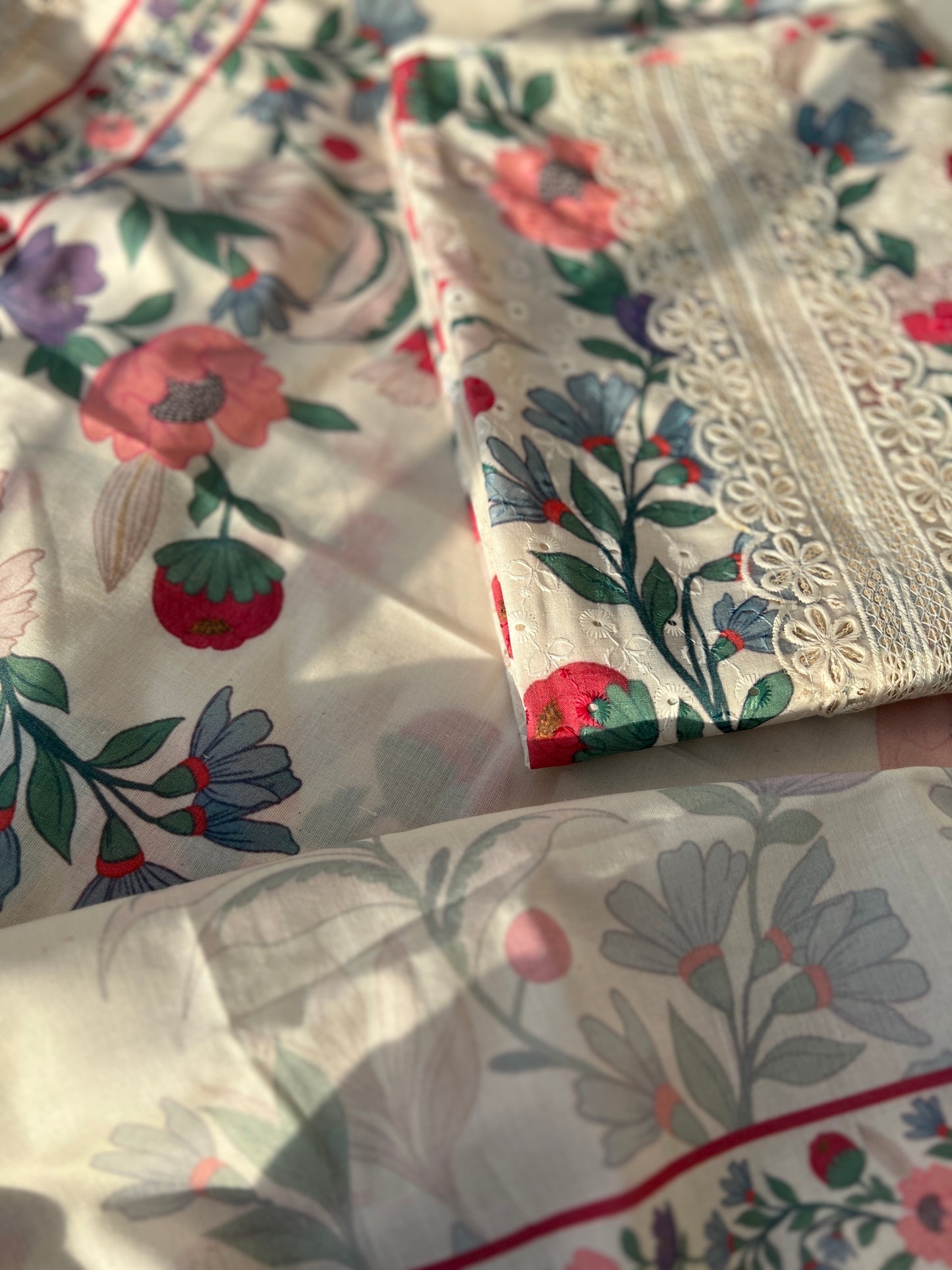 Floral Charm with Chikankari & Lace Elegance