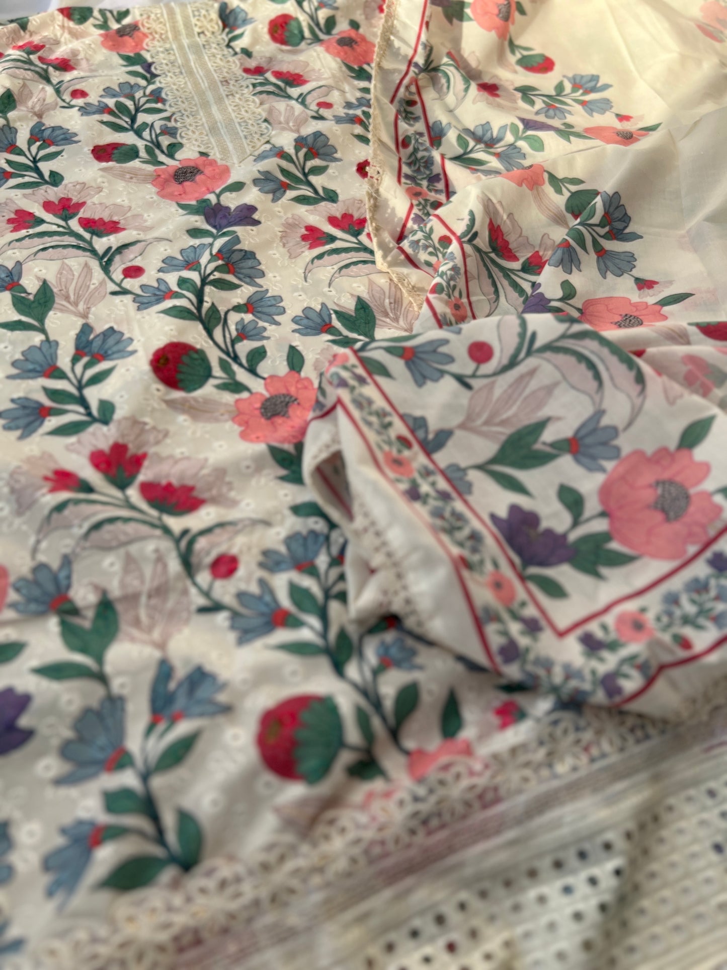 Floral Charm with Chikankari & Lace Elegance