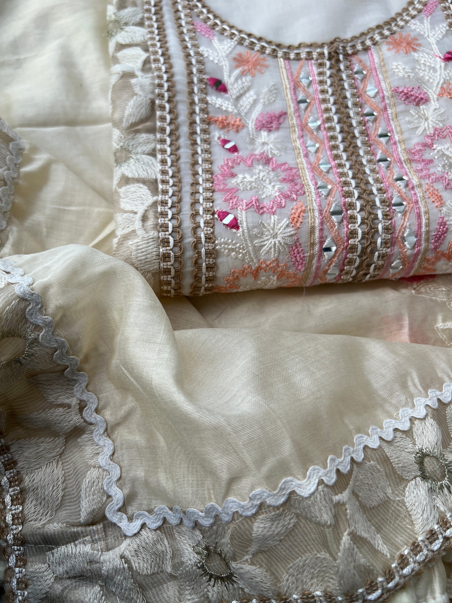 Mal Chanderi & Embroidered Florals