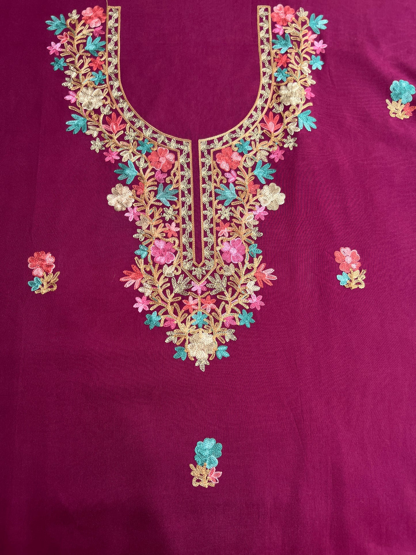 Wine Plum Timeless Kashmiri Unstitched Salwar Suit