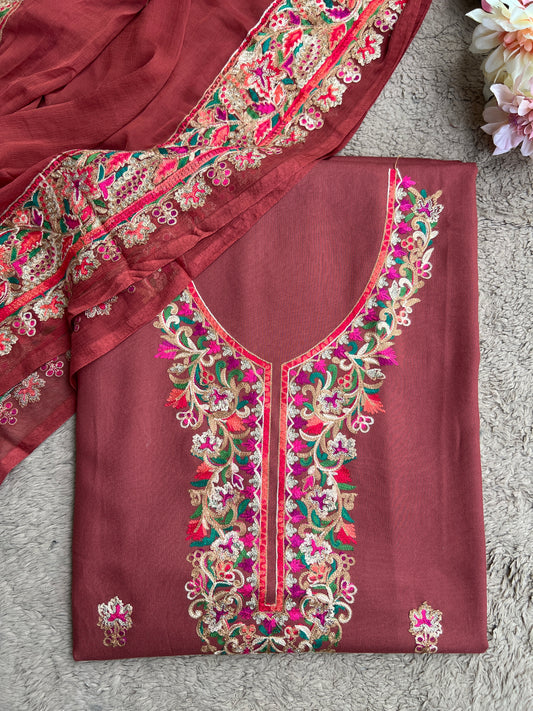 Rust Kashmiri Embroidered Suit Set