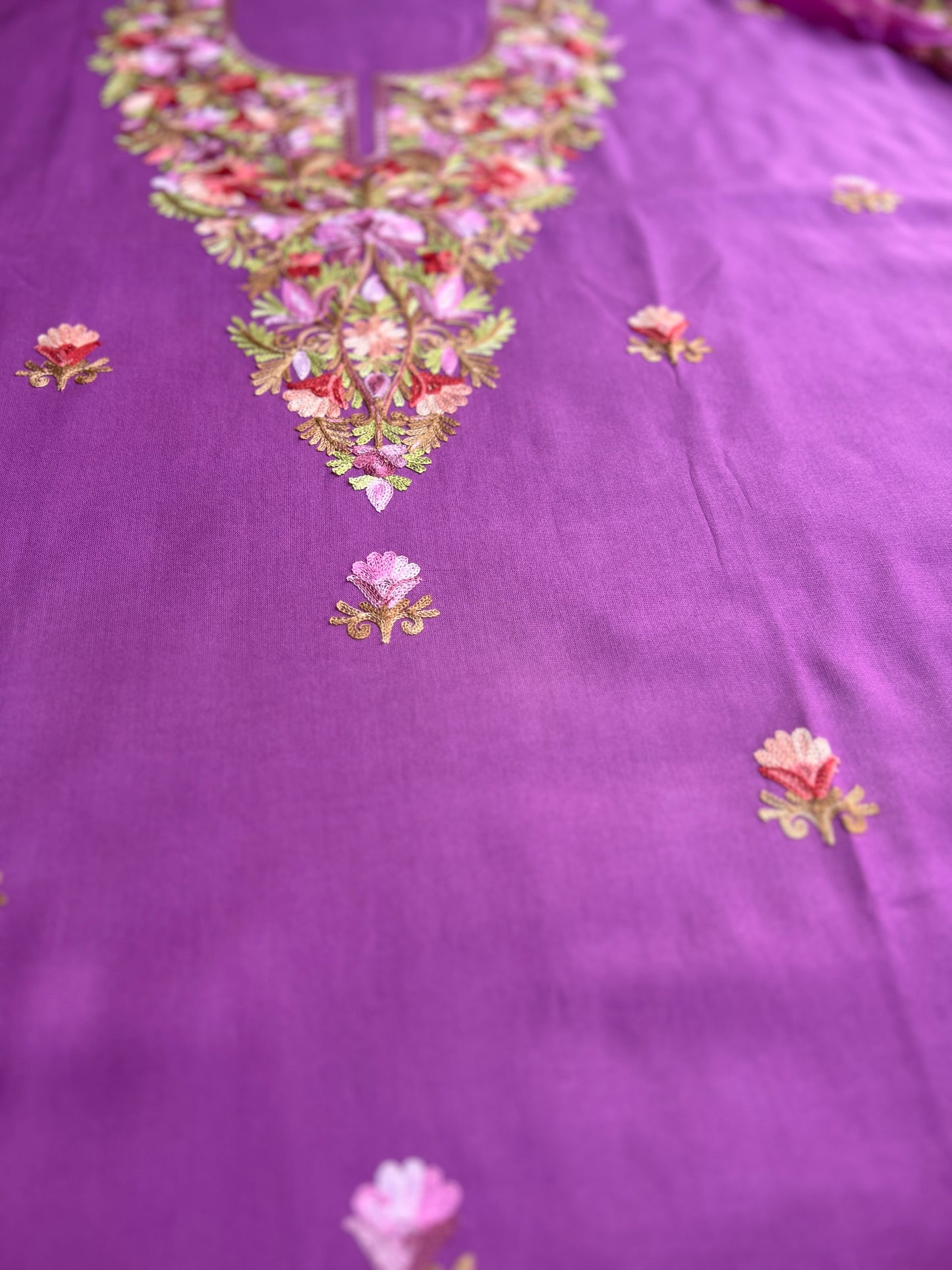 Royal Purple Timeless Kashmiri Salwar Suit with Embroidered Chiffon Dupatta