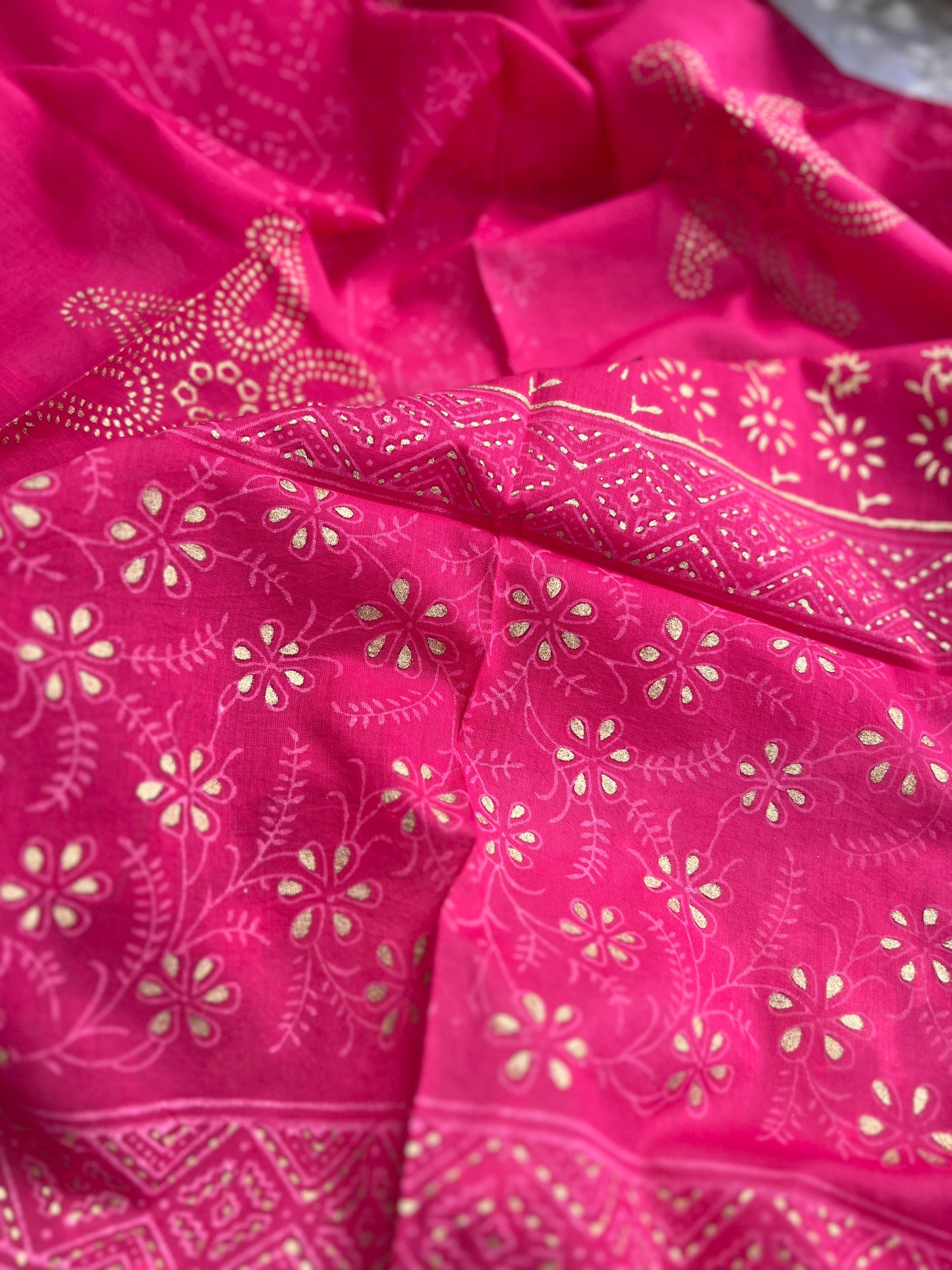 Gulabi Glamour: Pure Cotton Hand-Embroidered Suit Set