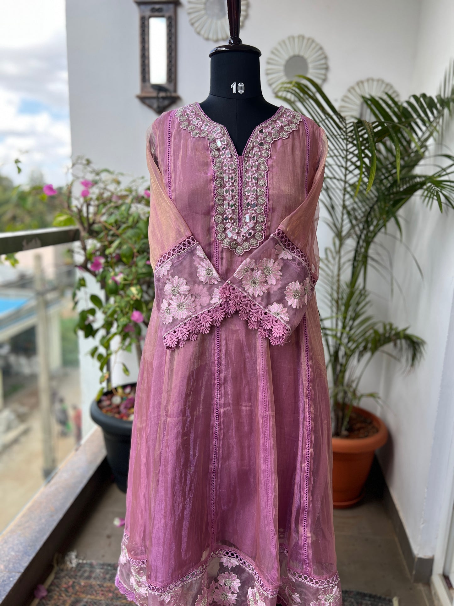 Shimmering Glow in Purple Pink with Mirror & Printg