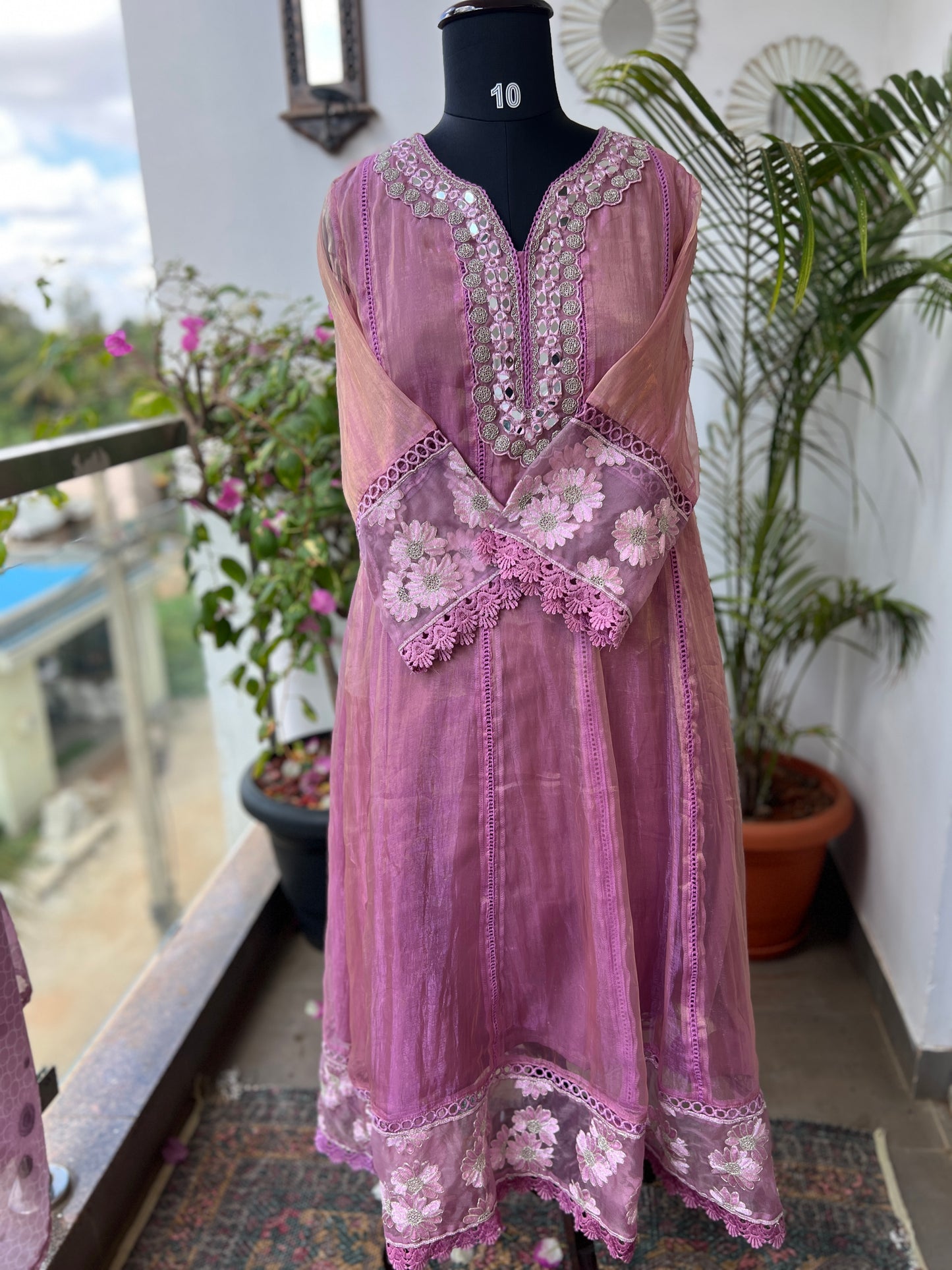 Shimmering Glow in Purple Pink with Mirror & Printg