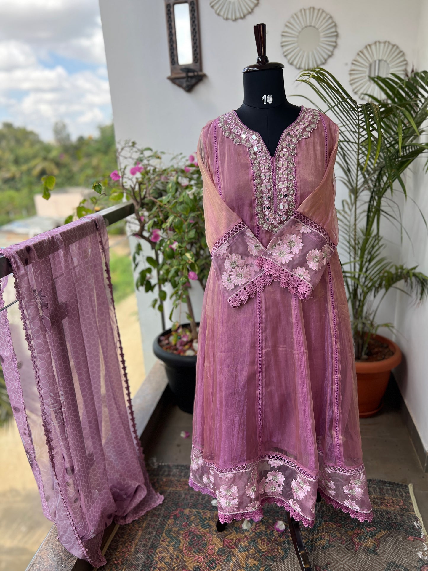Shimmering Glow in Purple Pink with Mirror & Printg