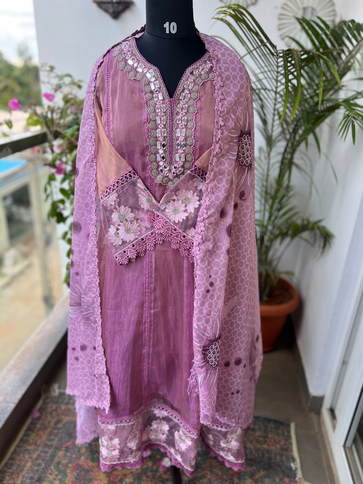 Shimmering Glow in Purple Pink with Mirror & Printg