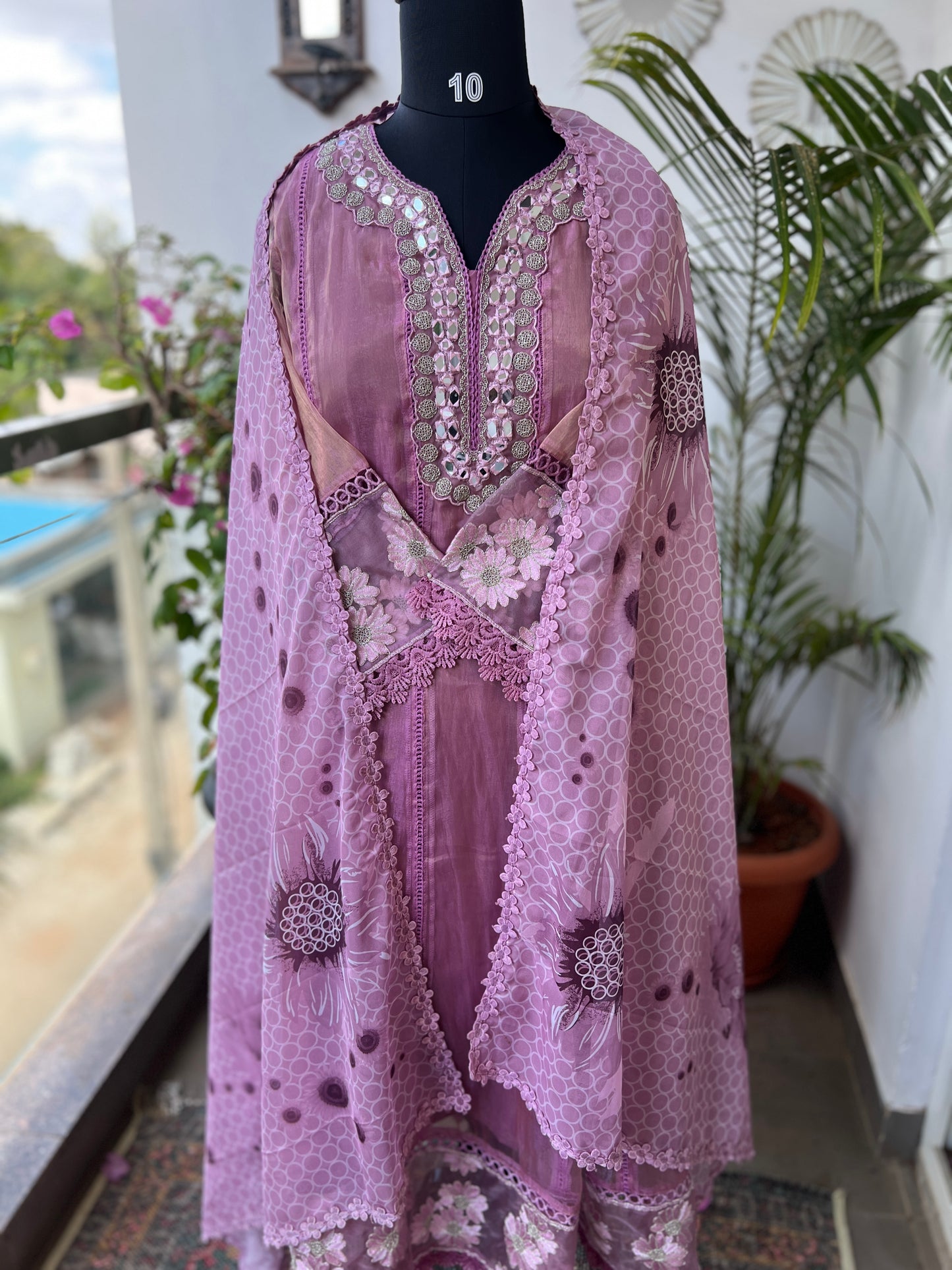 Shimmering Glow in Purple Pink with Mirror & Printg
