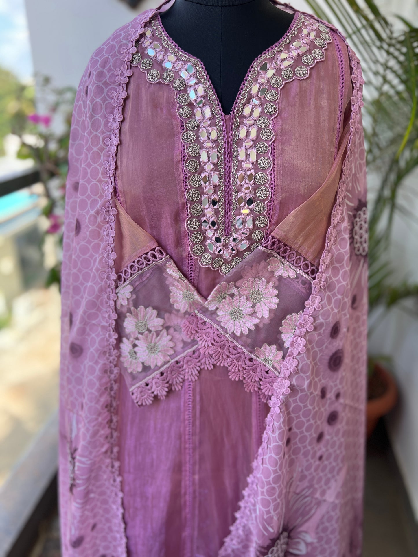 Shimmering Glow in Purple Pink with Mirror & Printg
