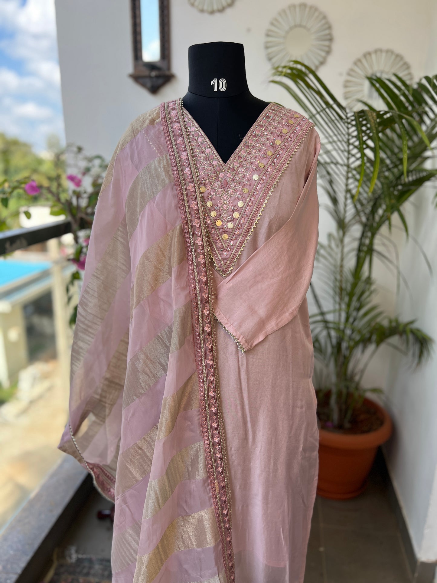 Stunning Lavender Ensemble with Shimmer Tissue Dupatta