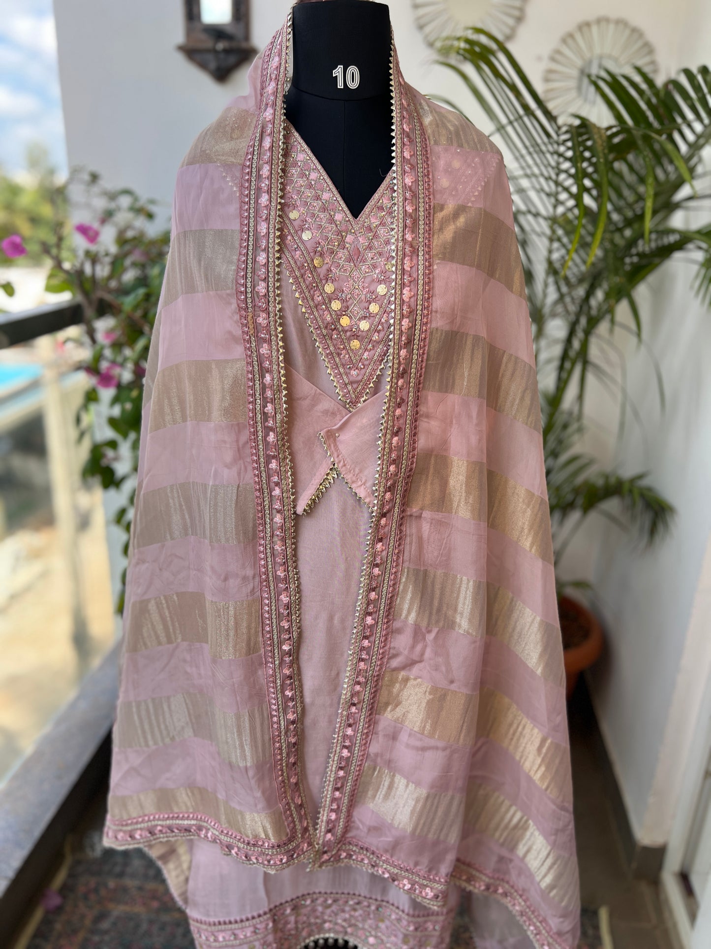 Stunning Lavender Ensemble with Shimmer Tissue Dupatta