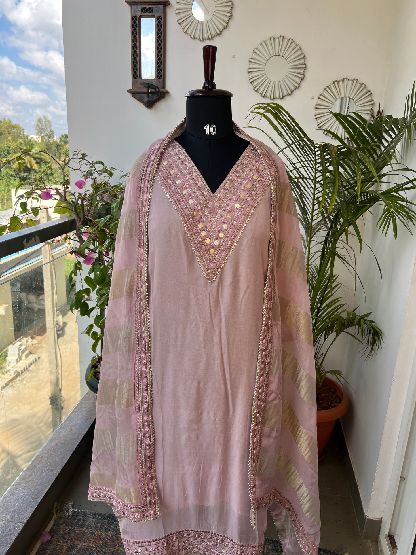 Stunning Lavender Ensemble with Shimmer Tissue Dupatta