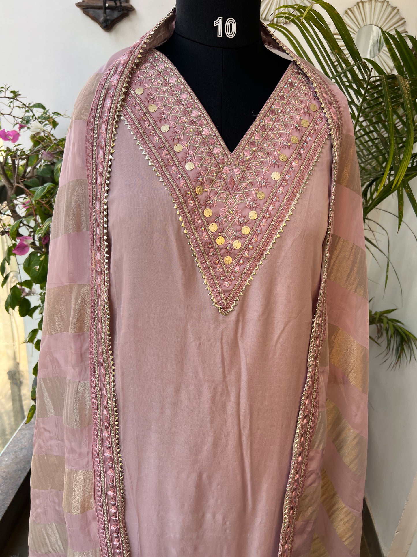 Stunning Lavender Ensemble with Shimmer Tissue Dupatta