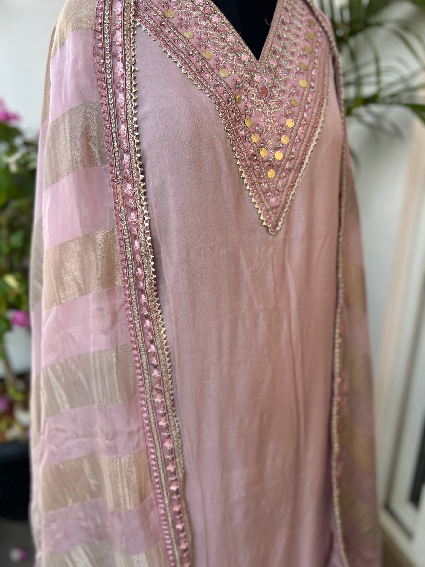 Stunning Lavender Ensemble with Shimmer Tissue Dupatta