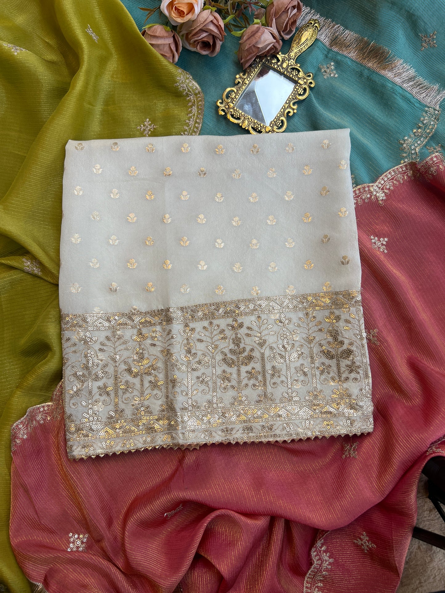 Ivory Elegance with a Soft Shimmer Glow ✨