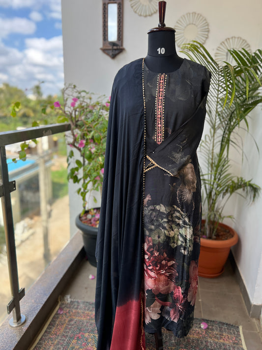 Floral Printed Maslin Ready to wear Suit