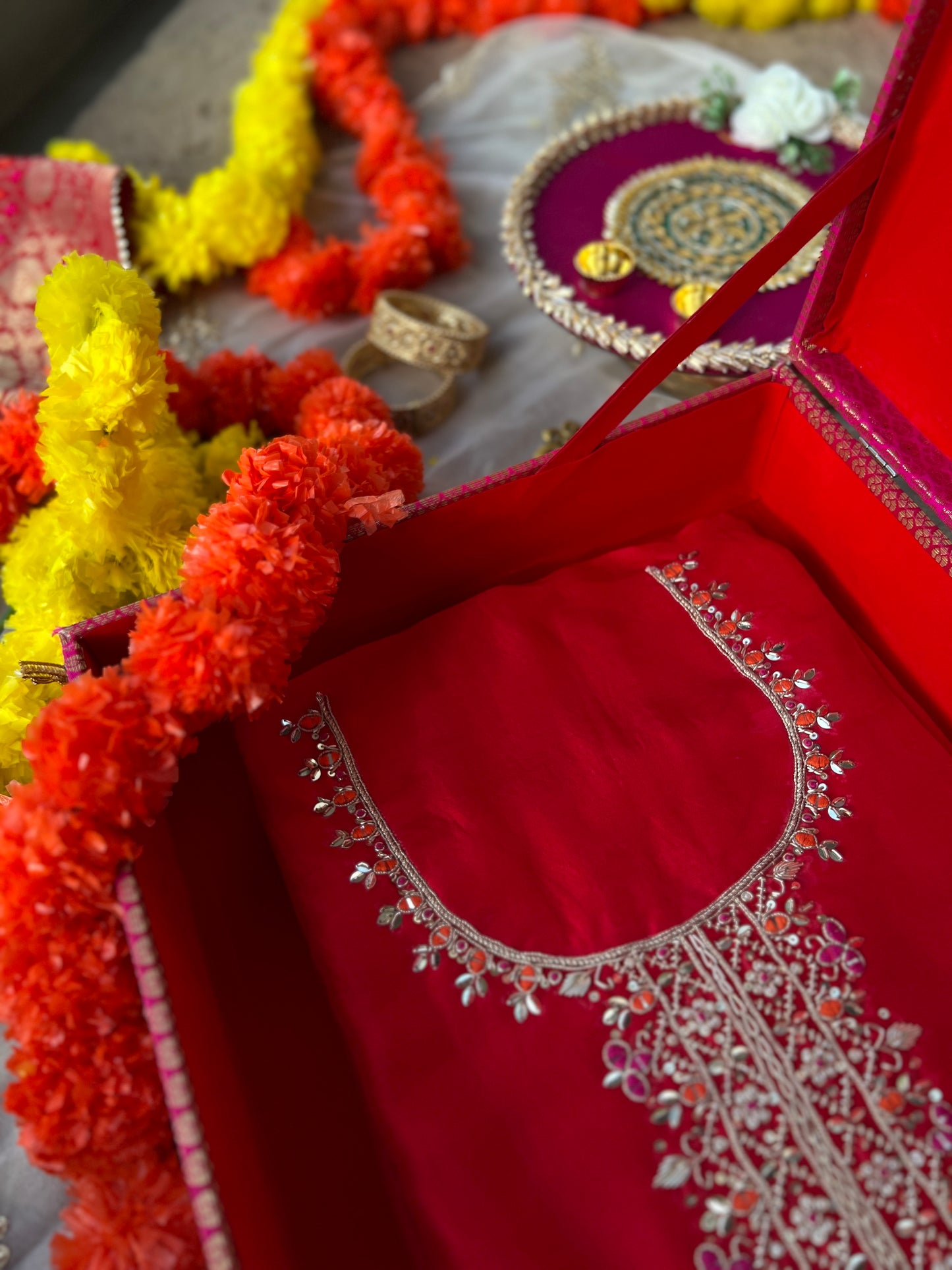 Radiant Red Charm with Bandhej Grace
