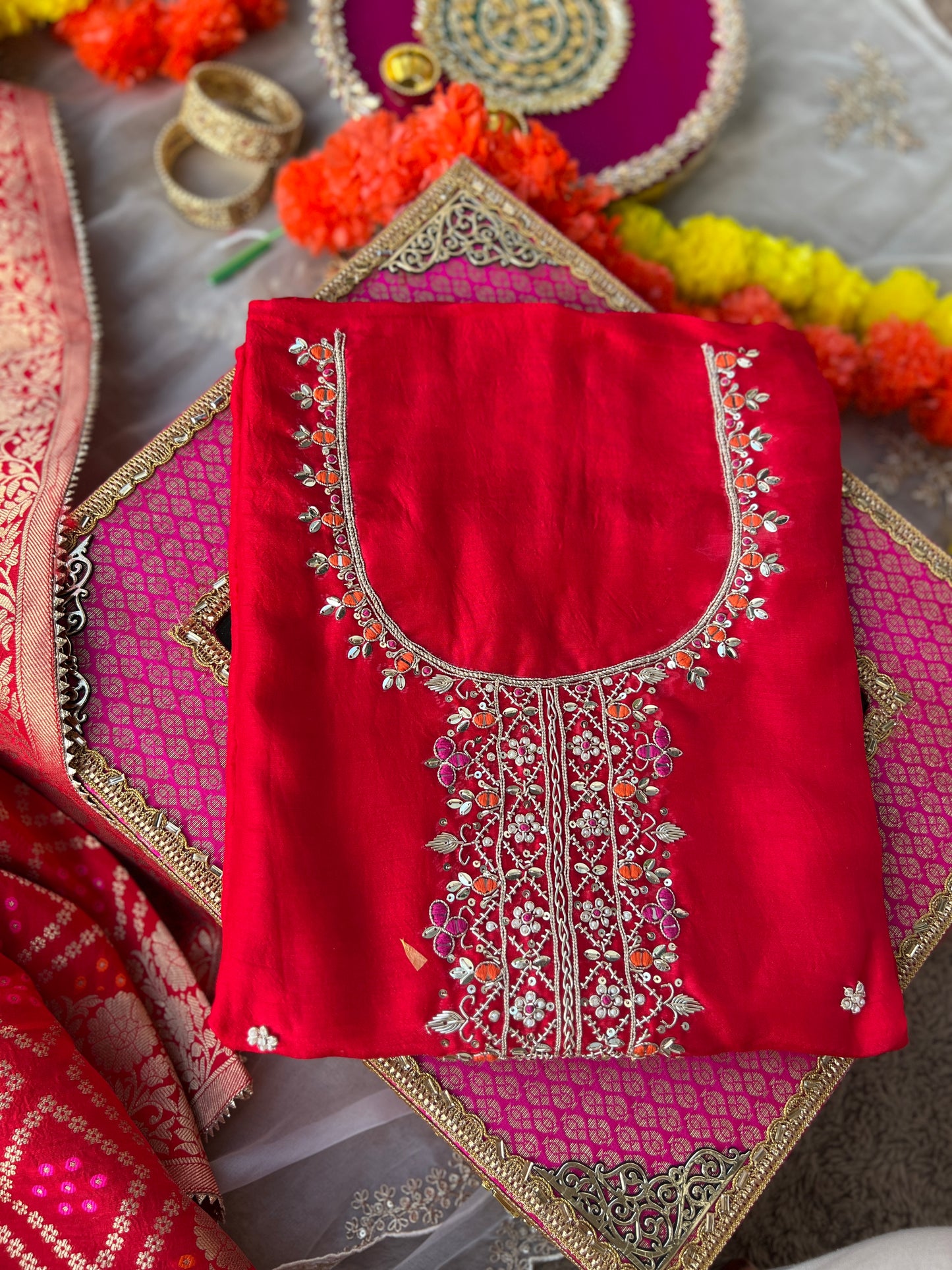 Radiant Red Charm with Bandhej Grace