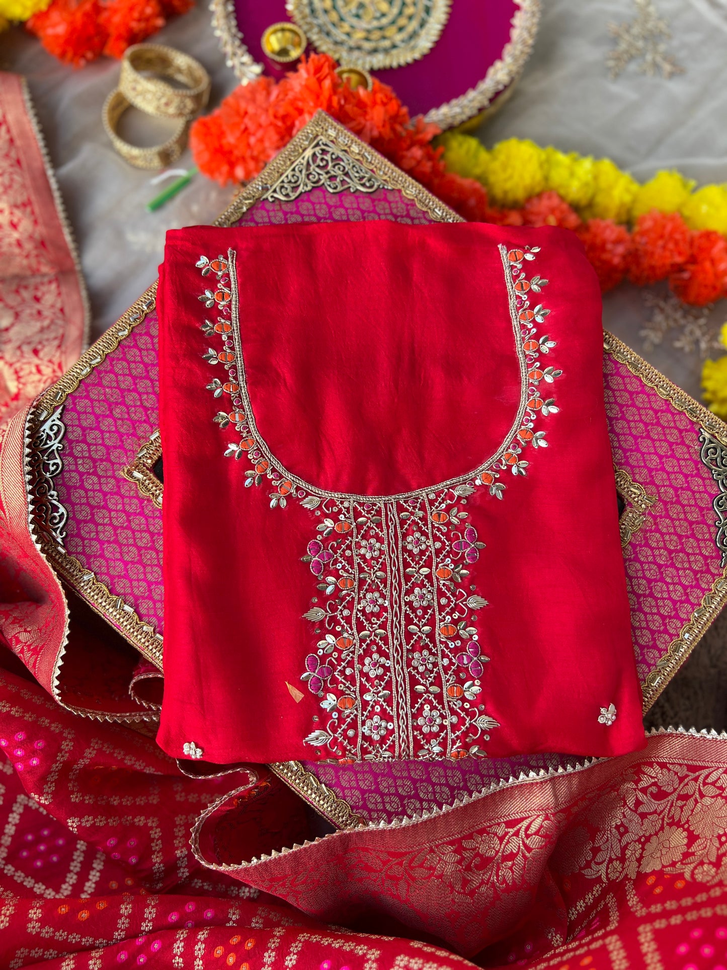 Radiant Red Charm with Bandhej Grace
