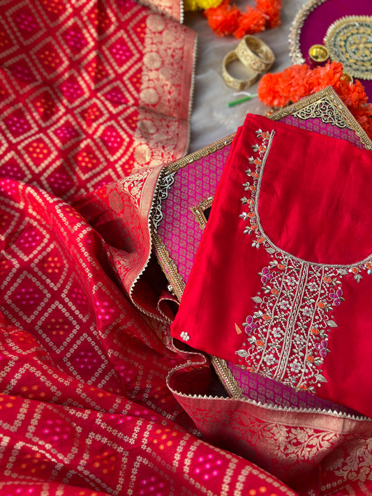 Radiant Red Charm with Bandhej Grace