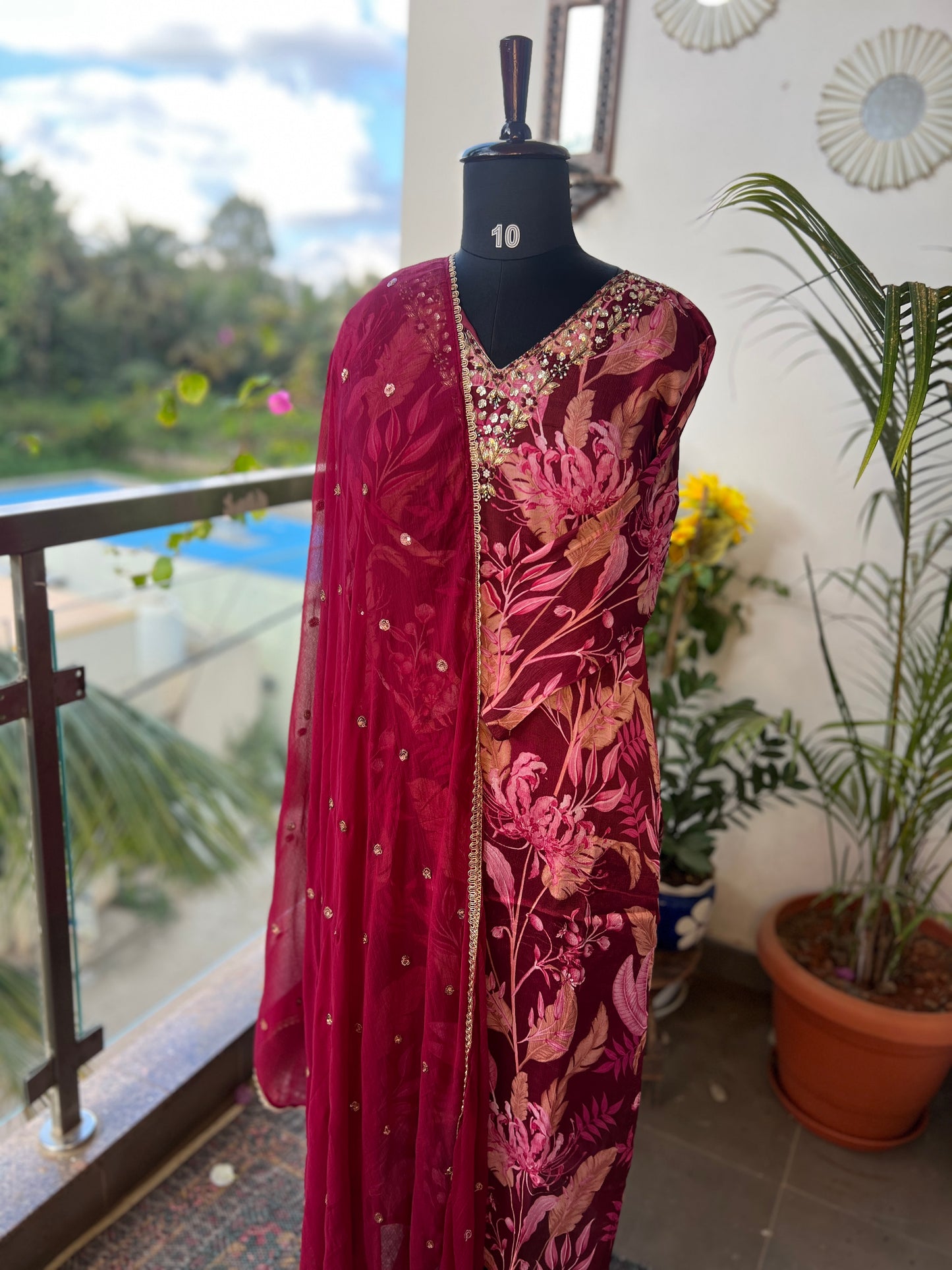 Chinnon Floral Magenta Ready to wear Salwar suit