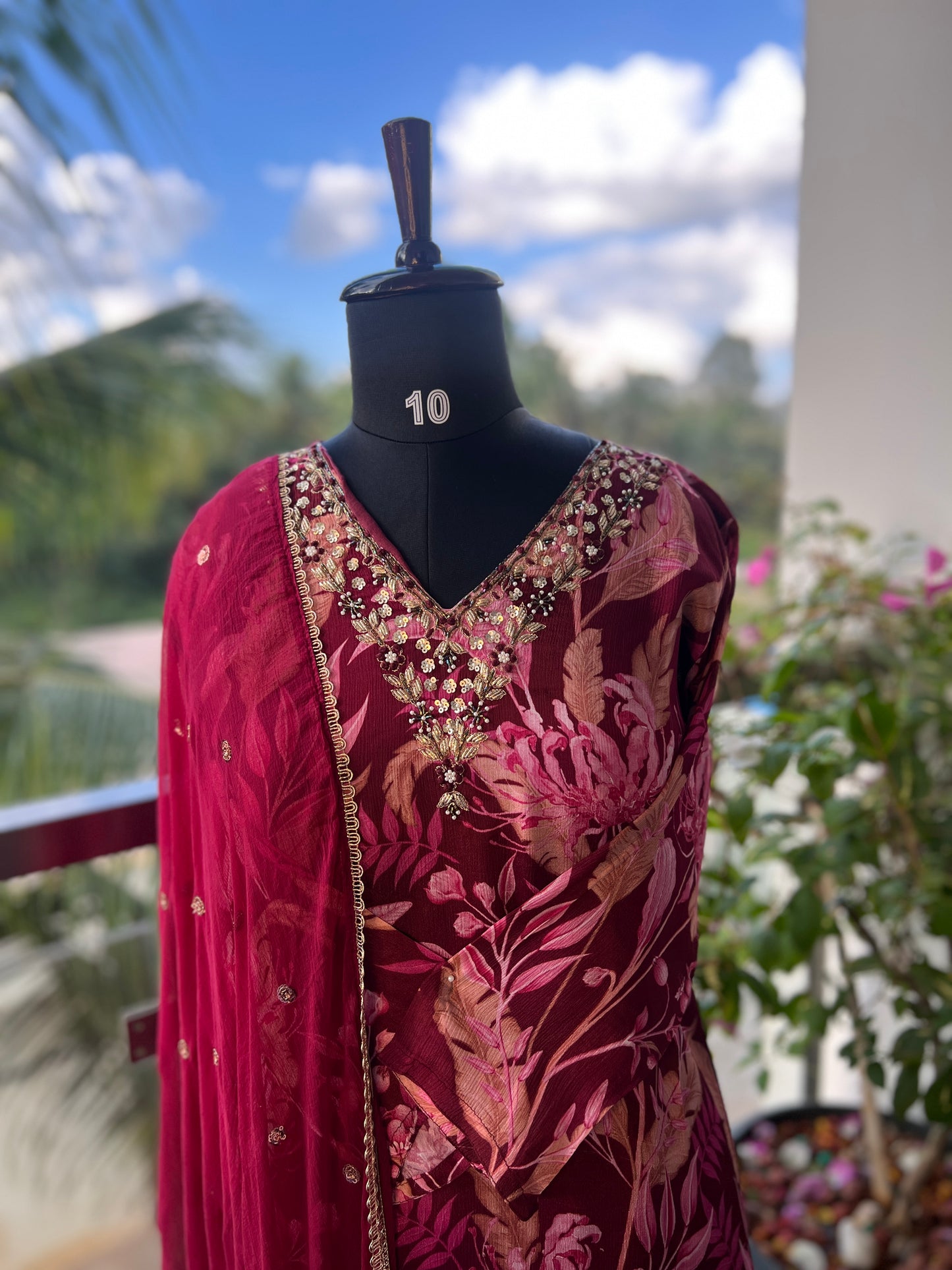 Chinnon Floral Magenta Ready to wear Salwar suit