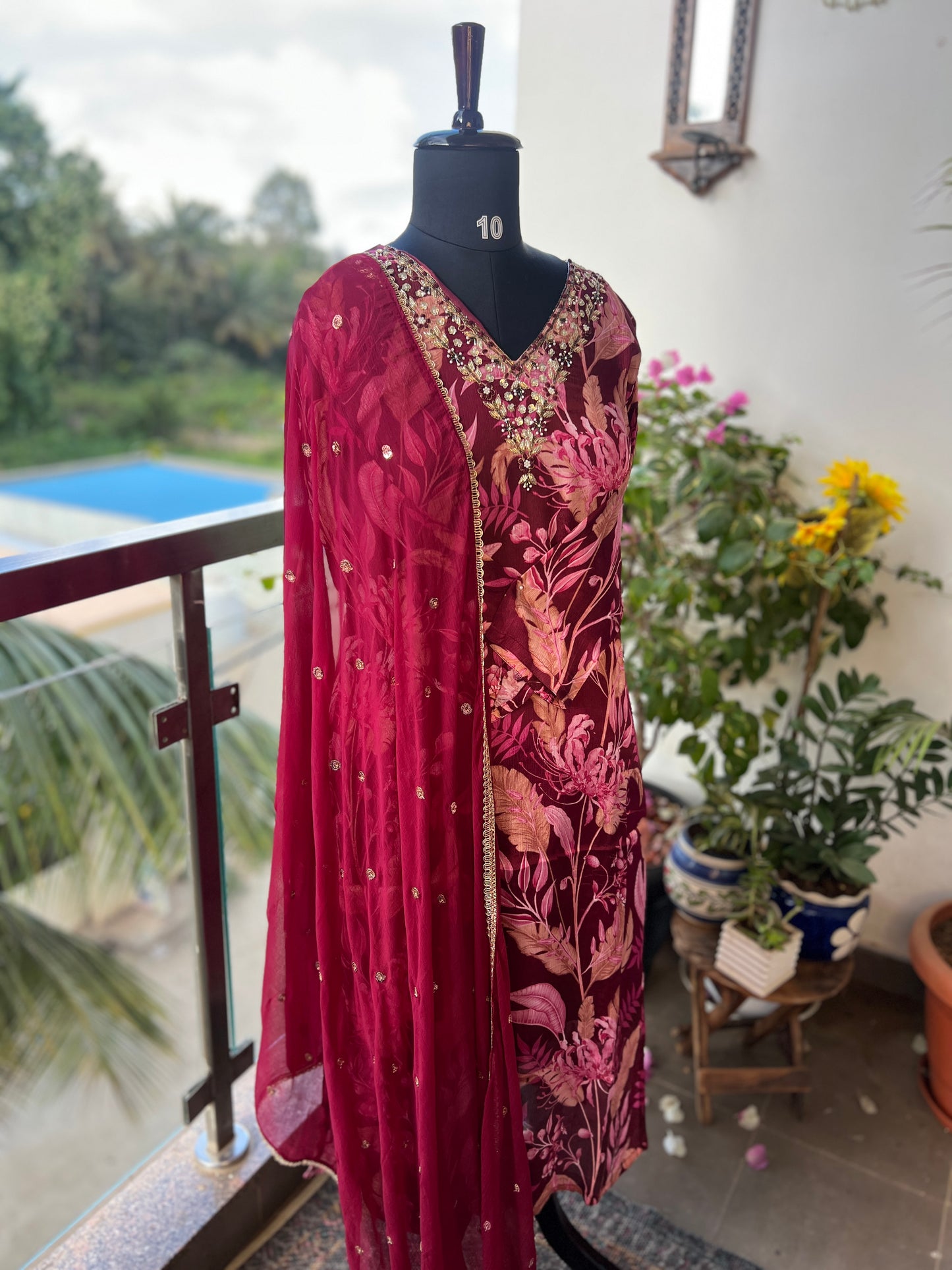 Chinnon Floral Magenta Ready to wear Salwar suit