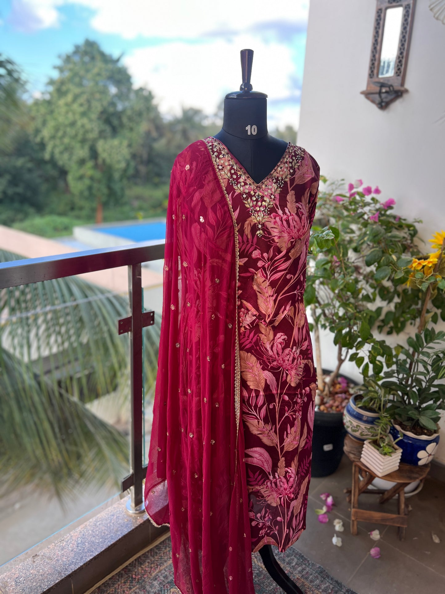 Chinnon Floral Magenta Ready to wear Salwar suit