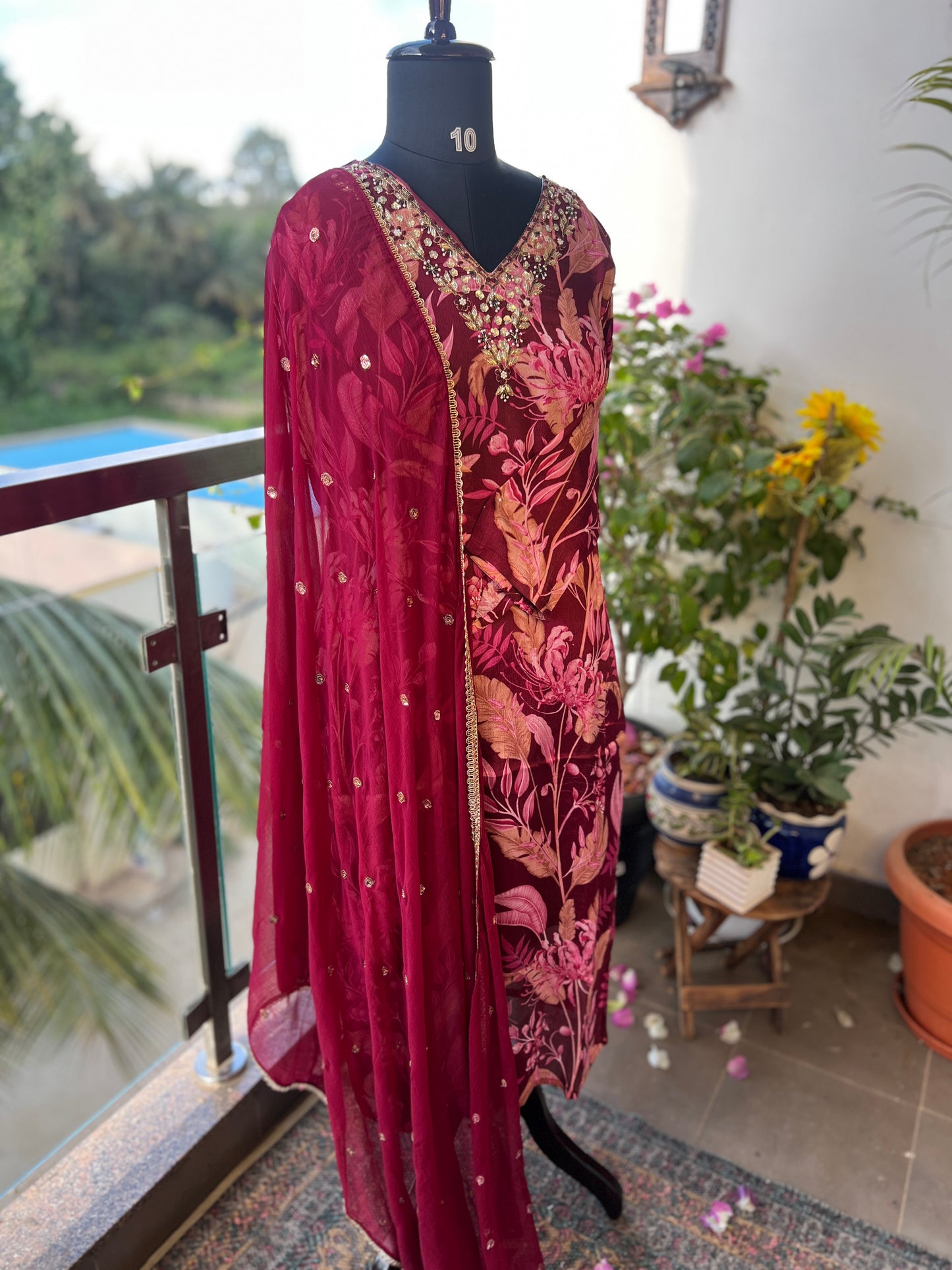 Chinnon Floral Magenta Ready to wear Salwar suit
