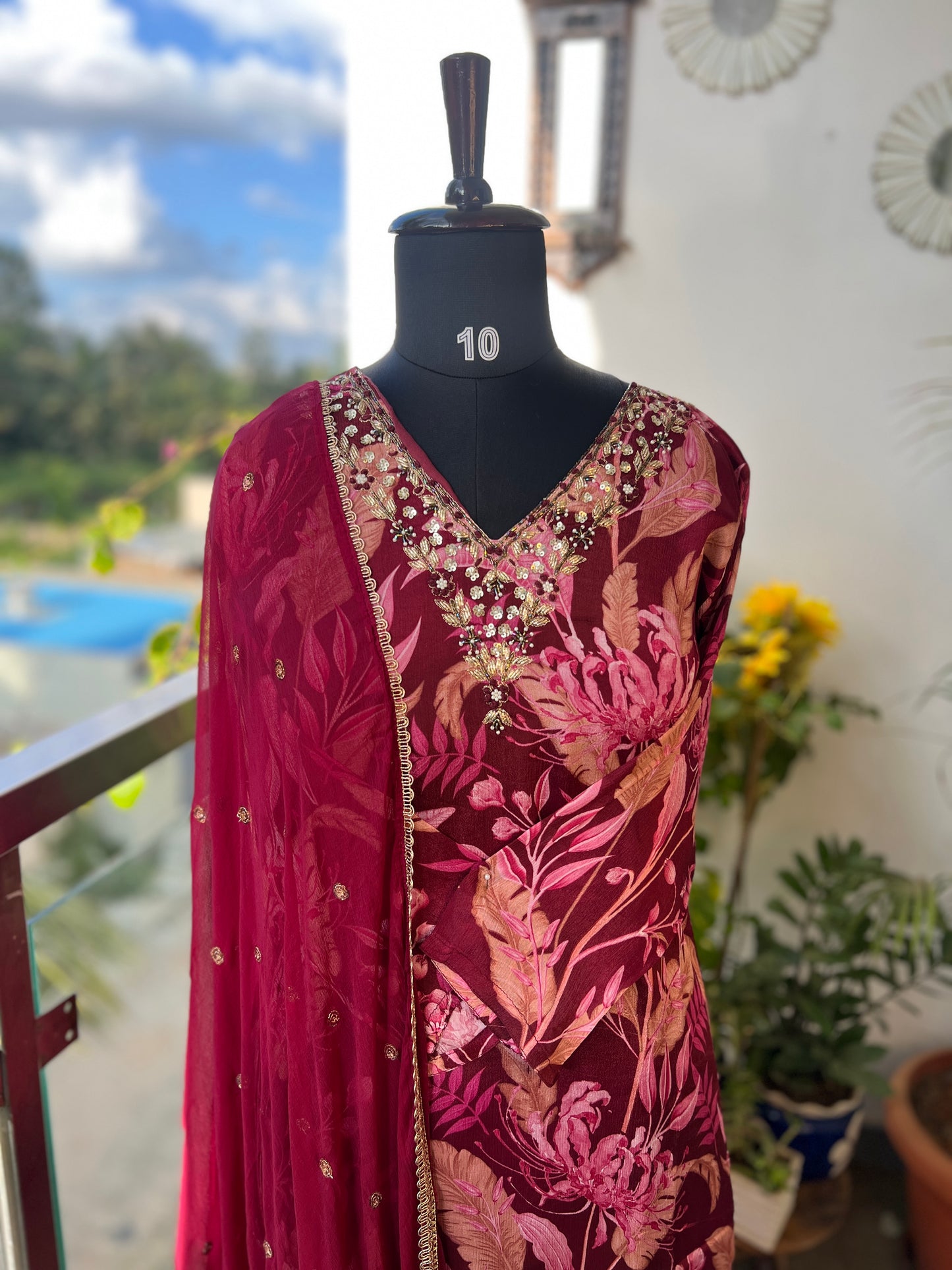 Chinnon Floral Magenta Ready to wear Salwar suit