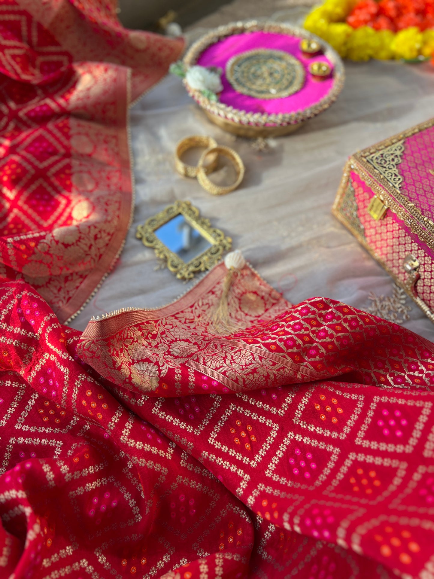 Radiant Red Charm with Bandhej Grace