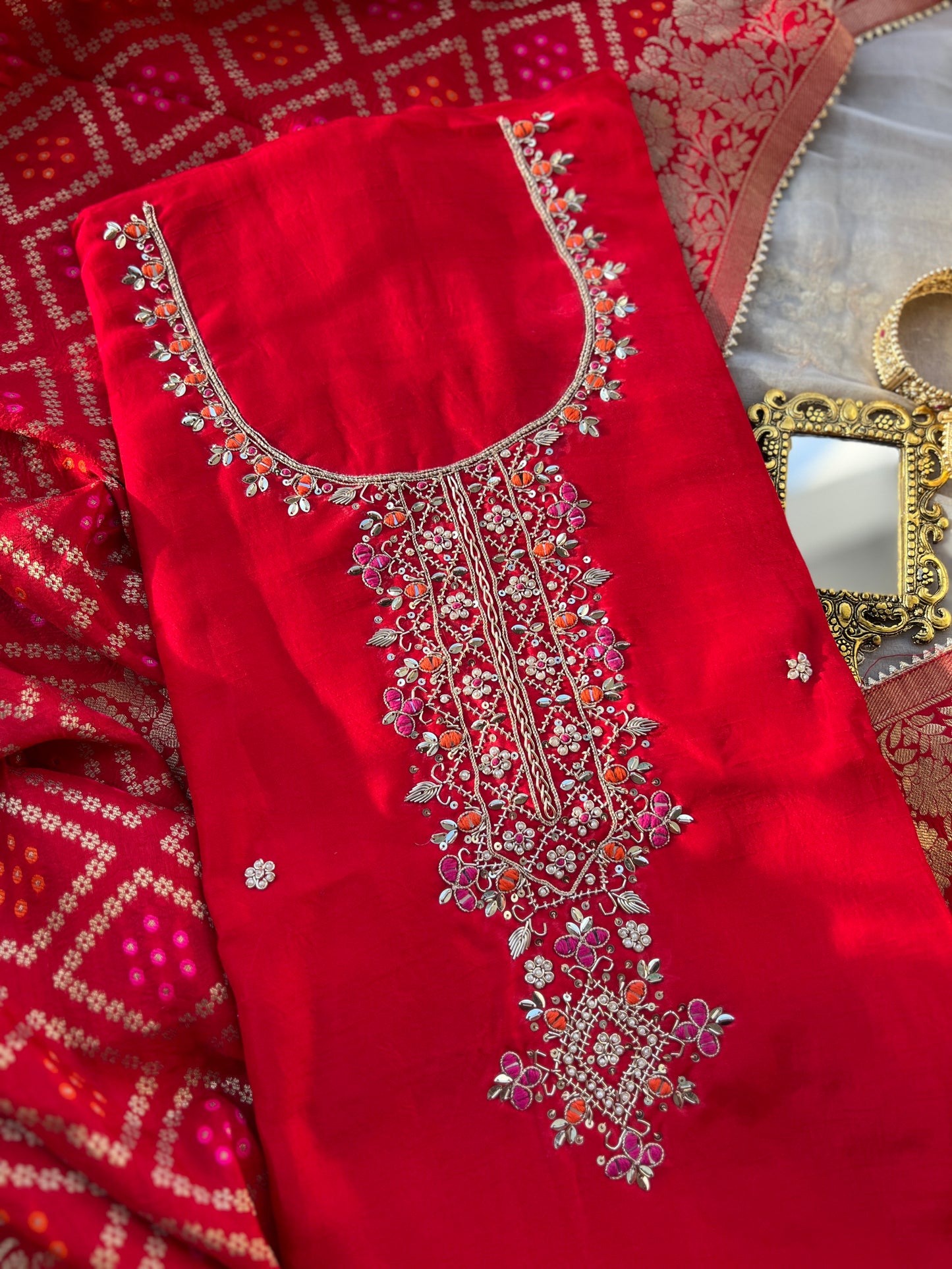 Radiant Red Charm with Bandhej Grace