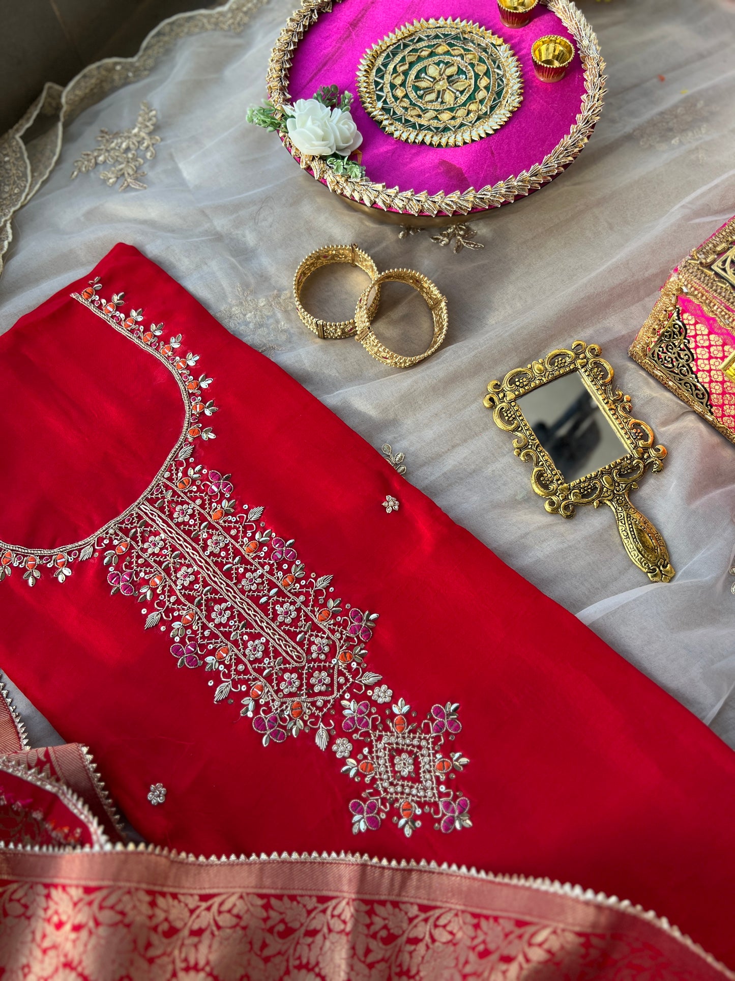 Radiant Red Charm with Bandhej Grace