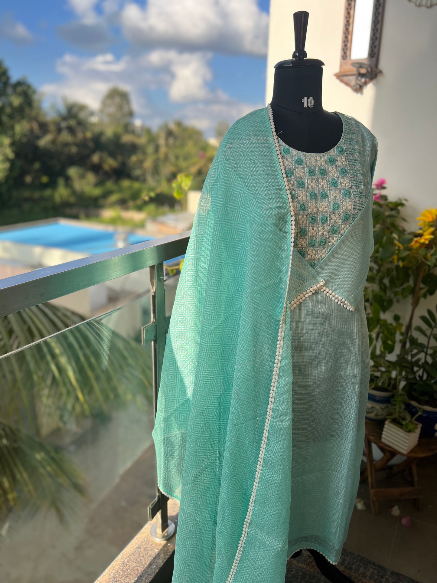Ethereal Aqua Charm in Kota Doriya Elegance ✨