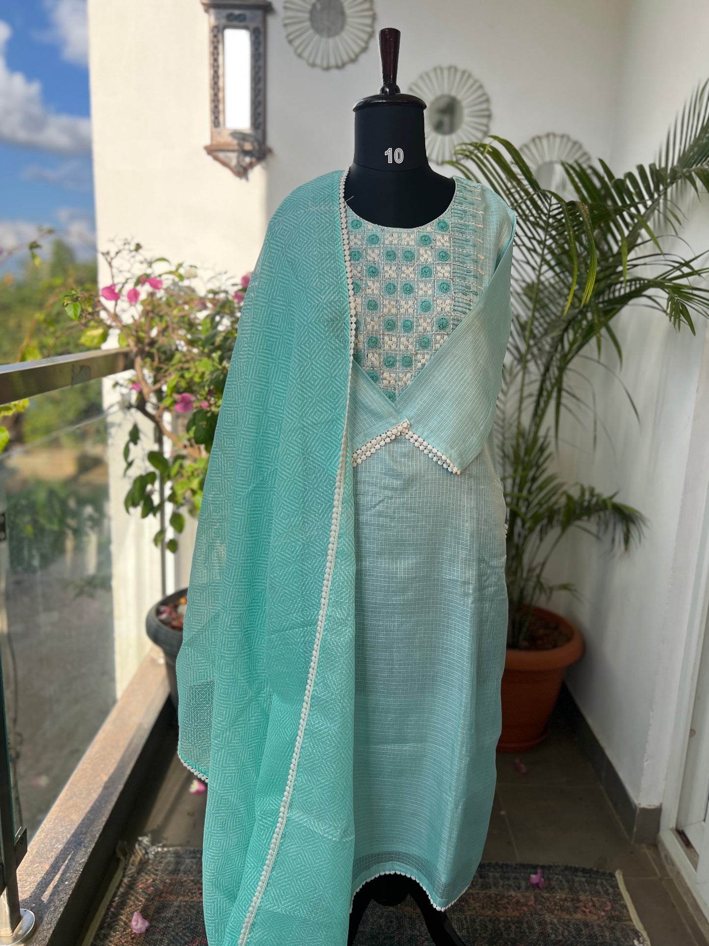 Ethereal Aqua Charm in Kota Doriya Elegance ✨