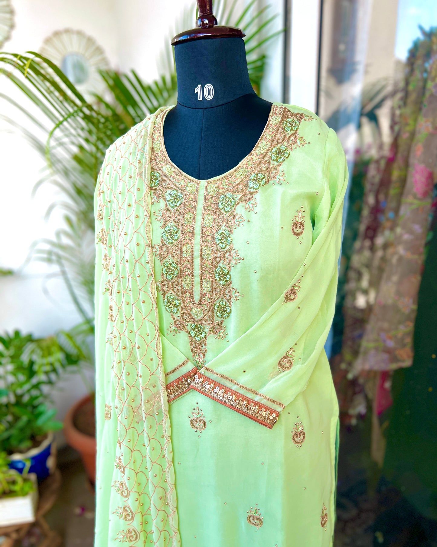 Mint Green Georgette Salwar Suit with Exclusive Handwork – Limited Edition