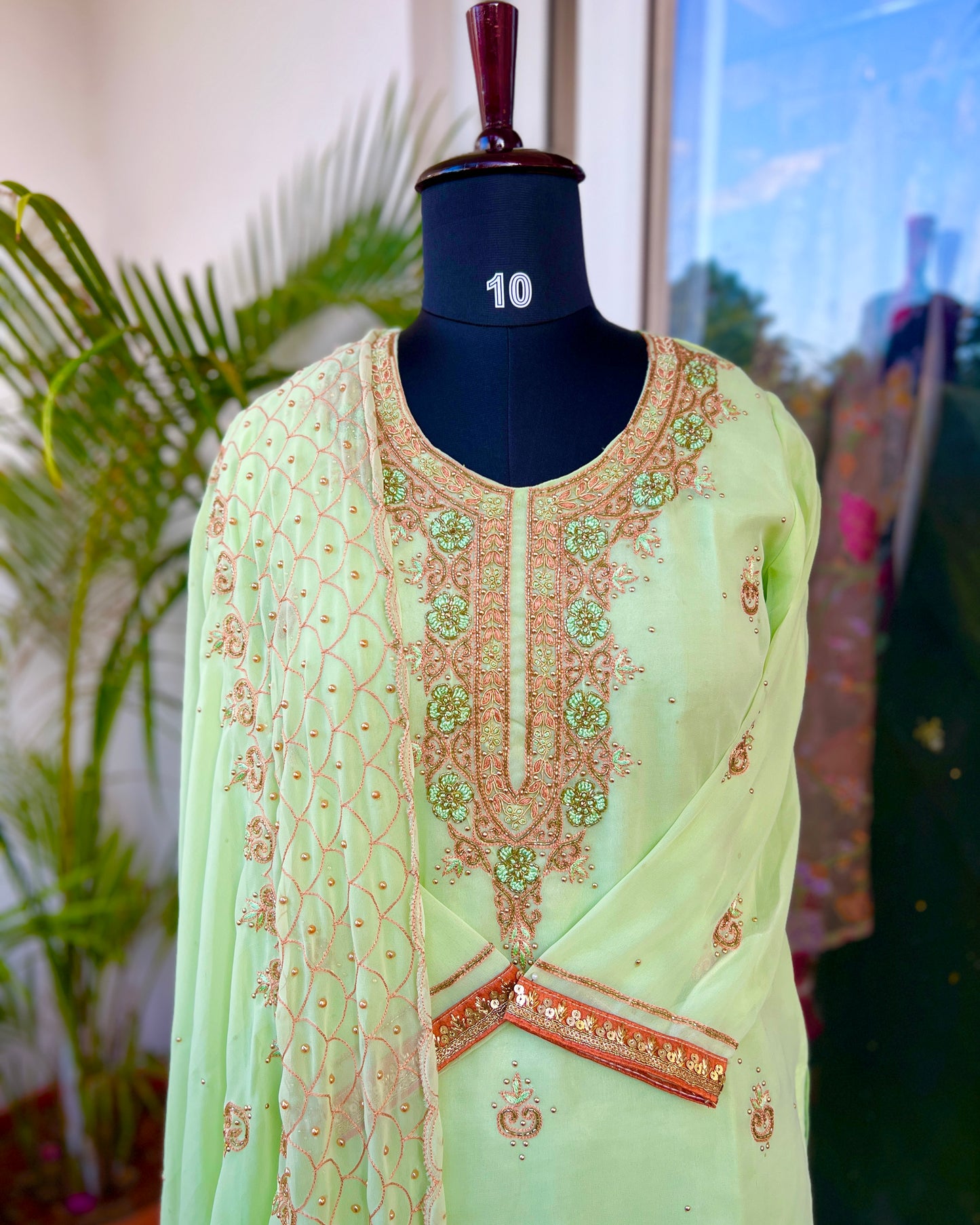 Mint Green Georgette Salwar Suit with Exclusive Handwork – Limited Edition