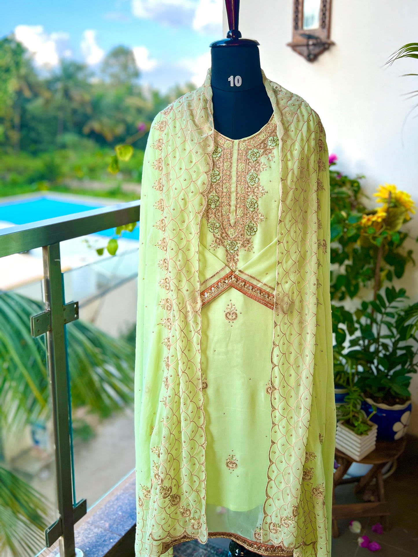 Mint Green Georgette Salwar Suit with Exclusive Handwork – Limited Edition