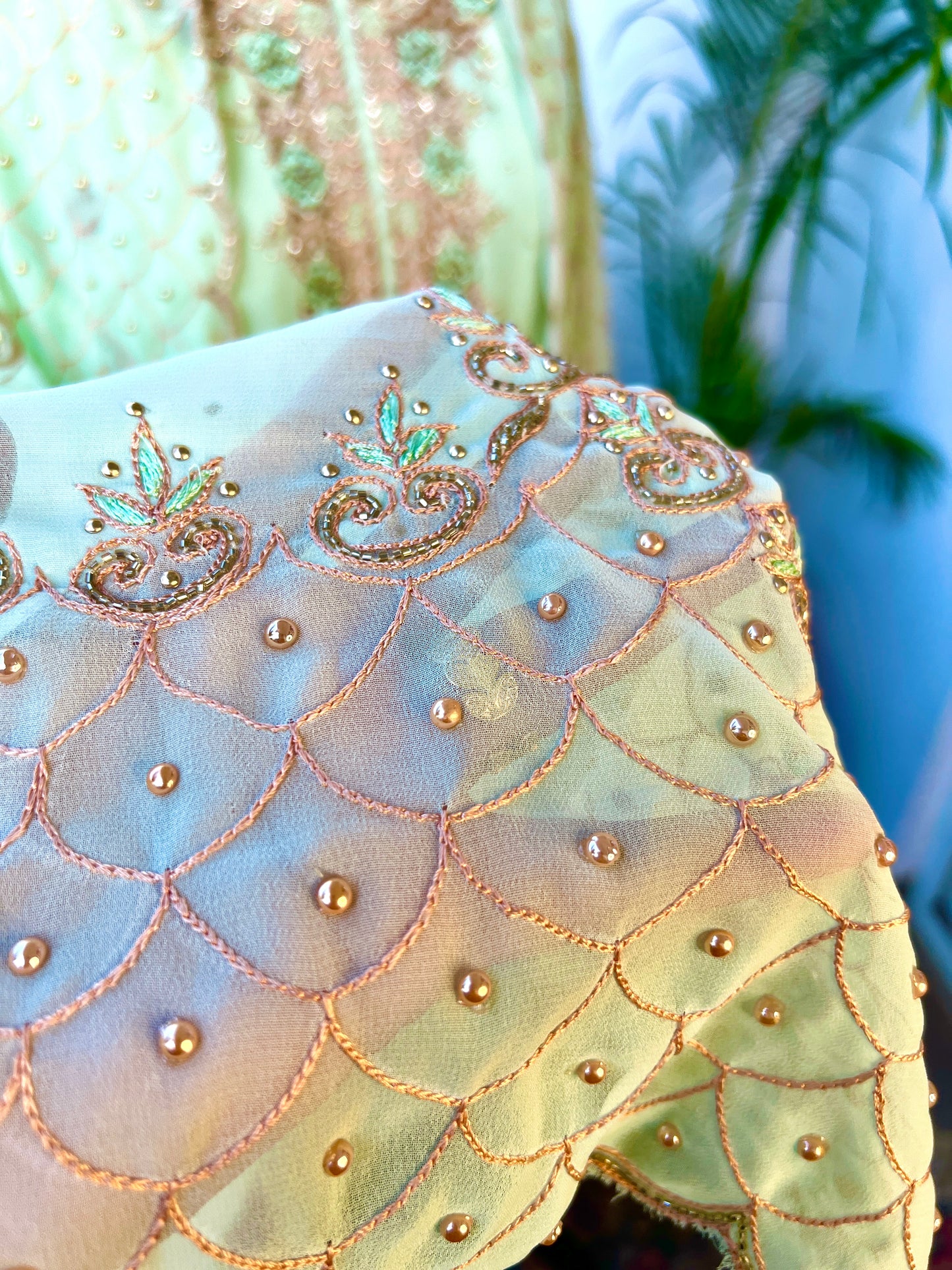 Mint Green Georgette Salwar Suit with Exclusive Handwork – Limited Edition
