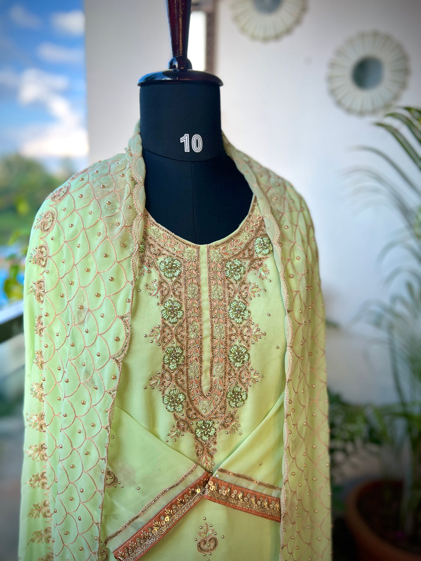 Mint Green Georgette Salwar Suit with Exclusive Handwork – Limited Edition
