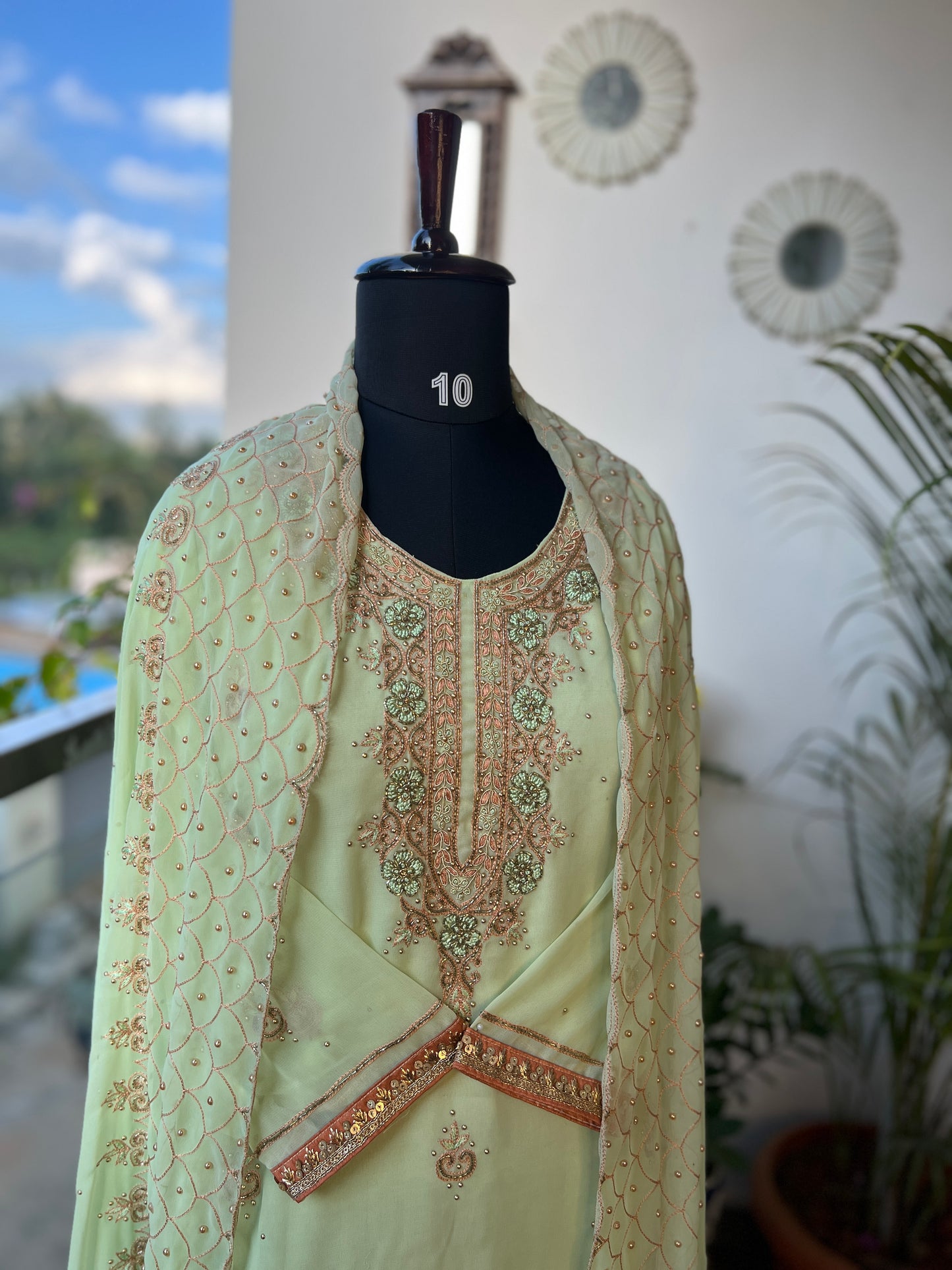 Mint Green Georgette Salwar Suit with Exclusive Handwork – Limited Edition