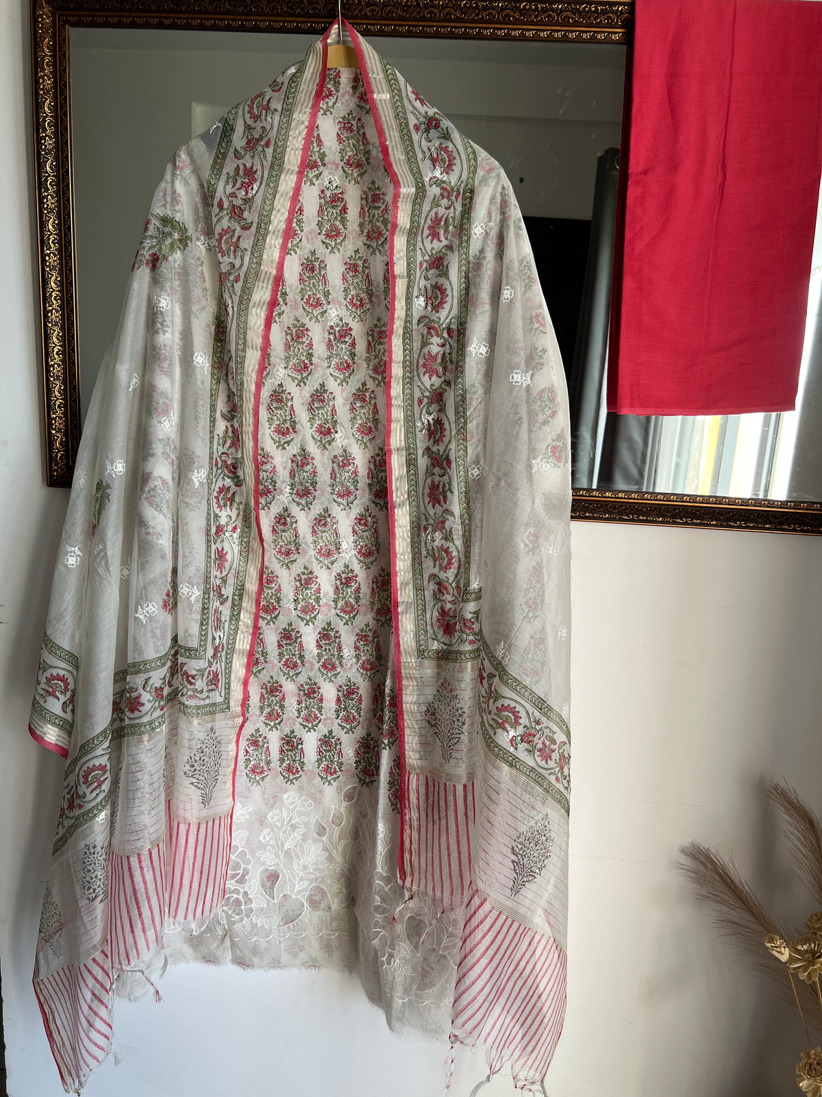 Handcrafted Mal Chanderi Handblock Suit