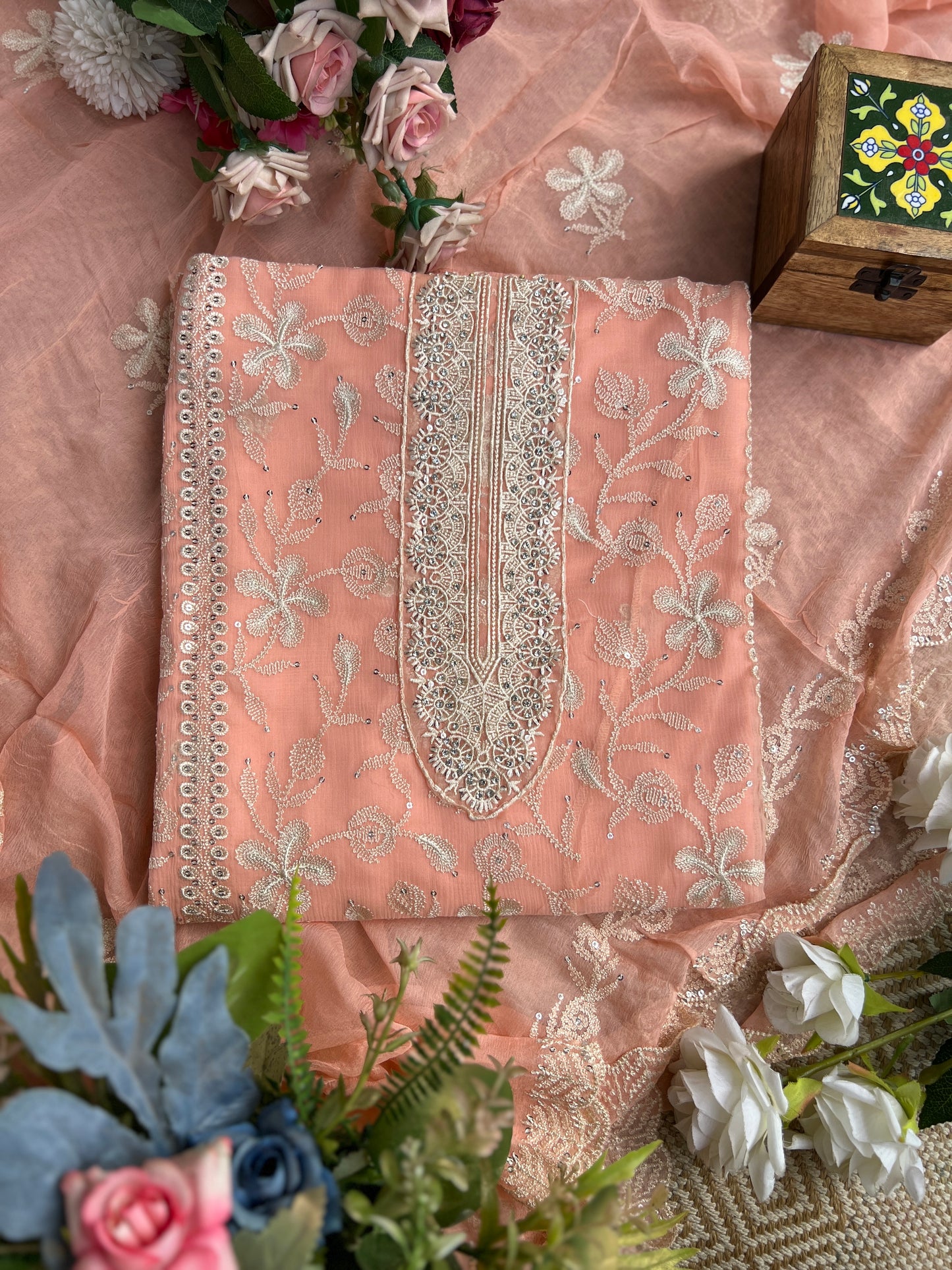 Dazzling Pure Chiffon Chikankari Salwar suit