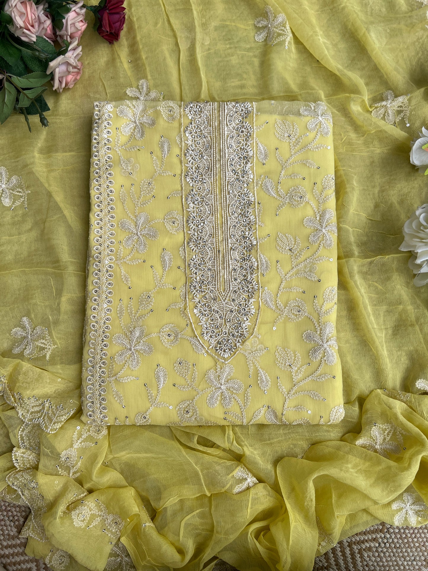 Dazzling Pure Chiffon Chikankari Salwar suit
