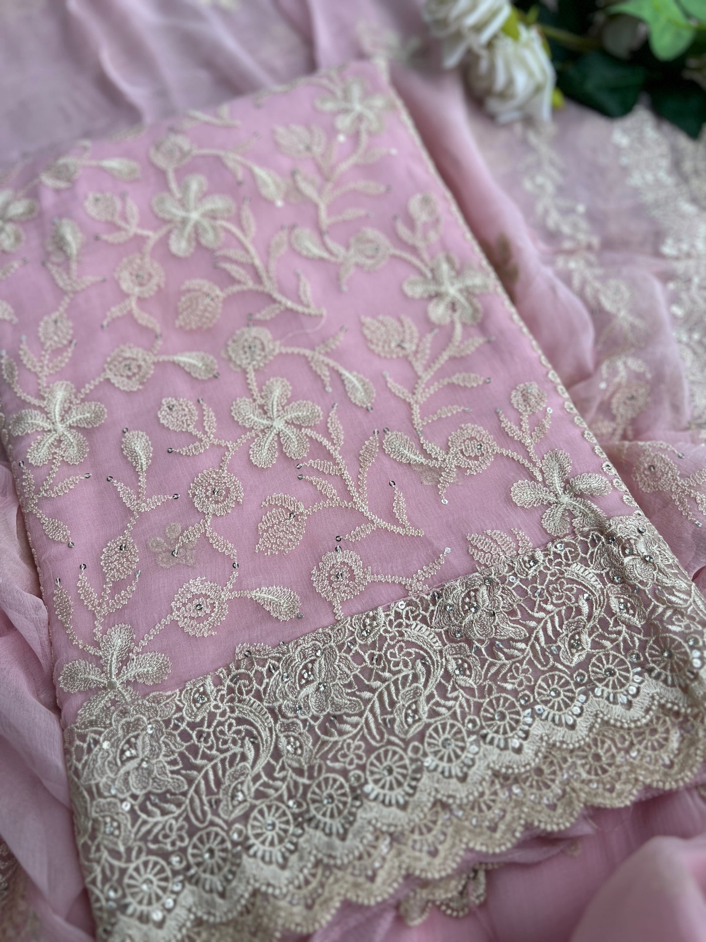 Dazzling Pure Chiffon Chikankari Salwar suit