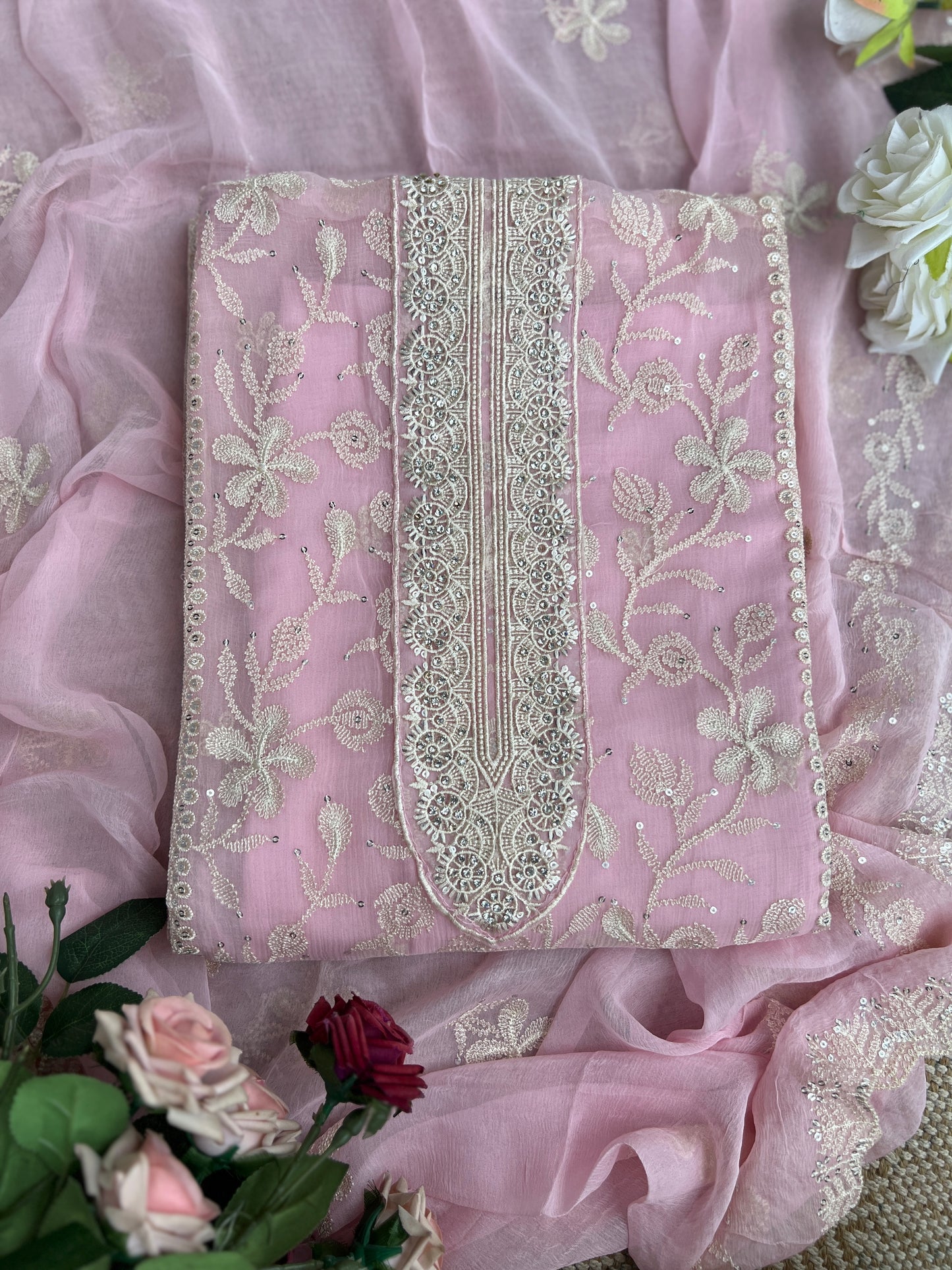 Dazzling Pure Chiffon Chikankari Salwar suit
