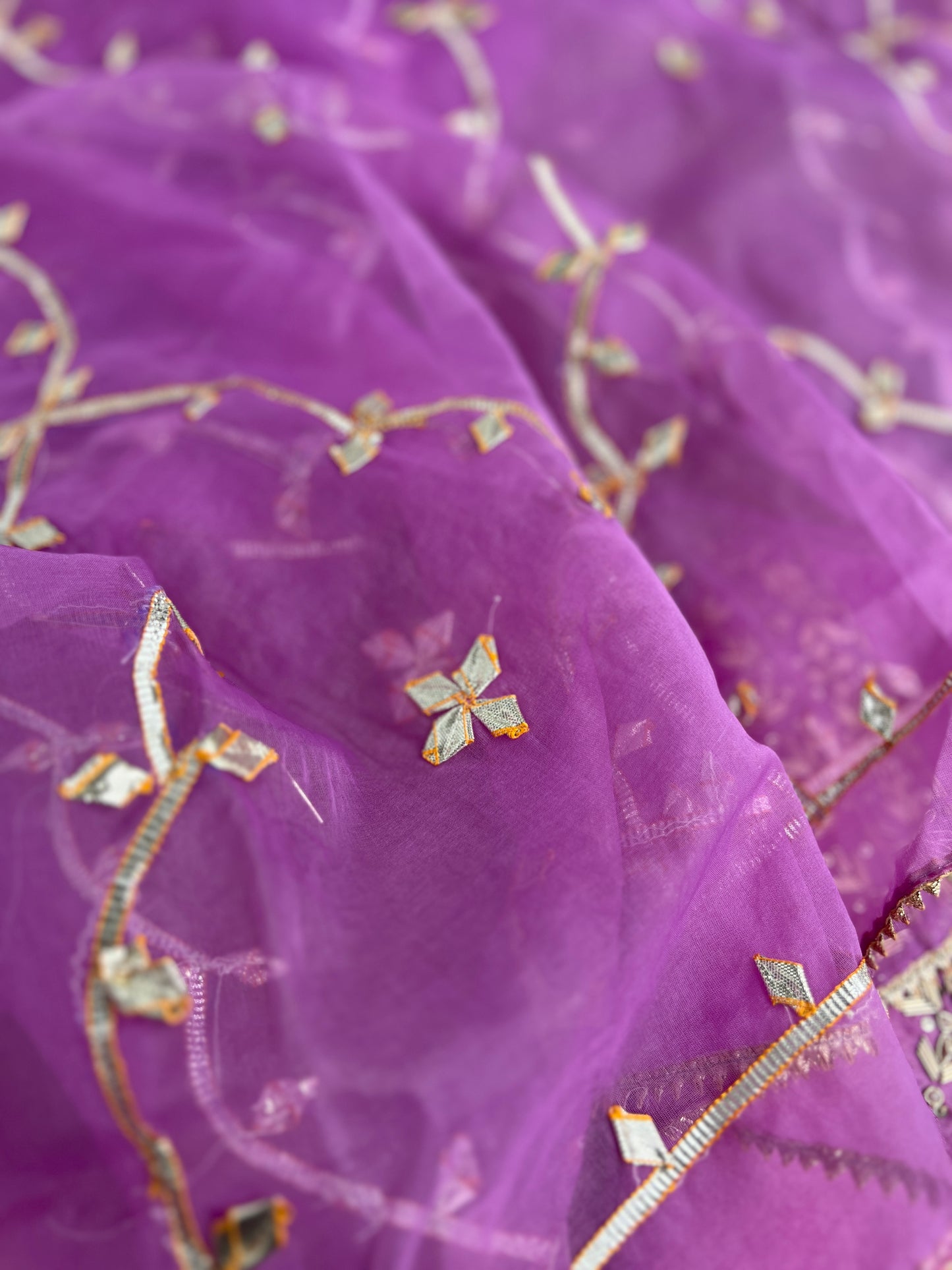 Royal Plum Russian Silk Suit with Handwork & Gota Jaal Dupatta