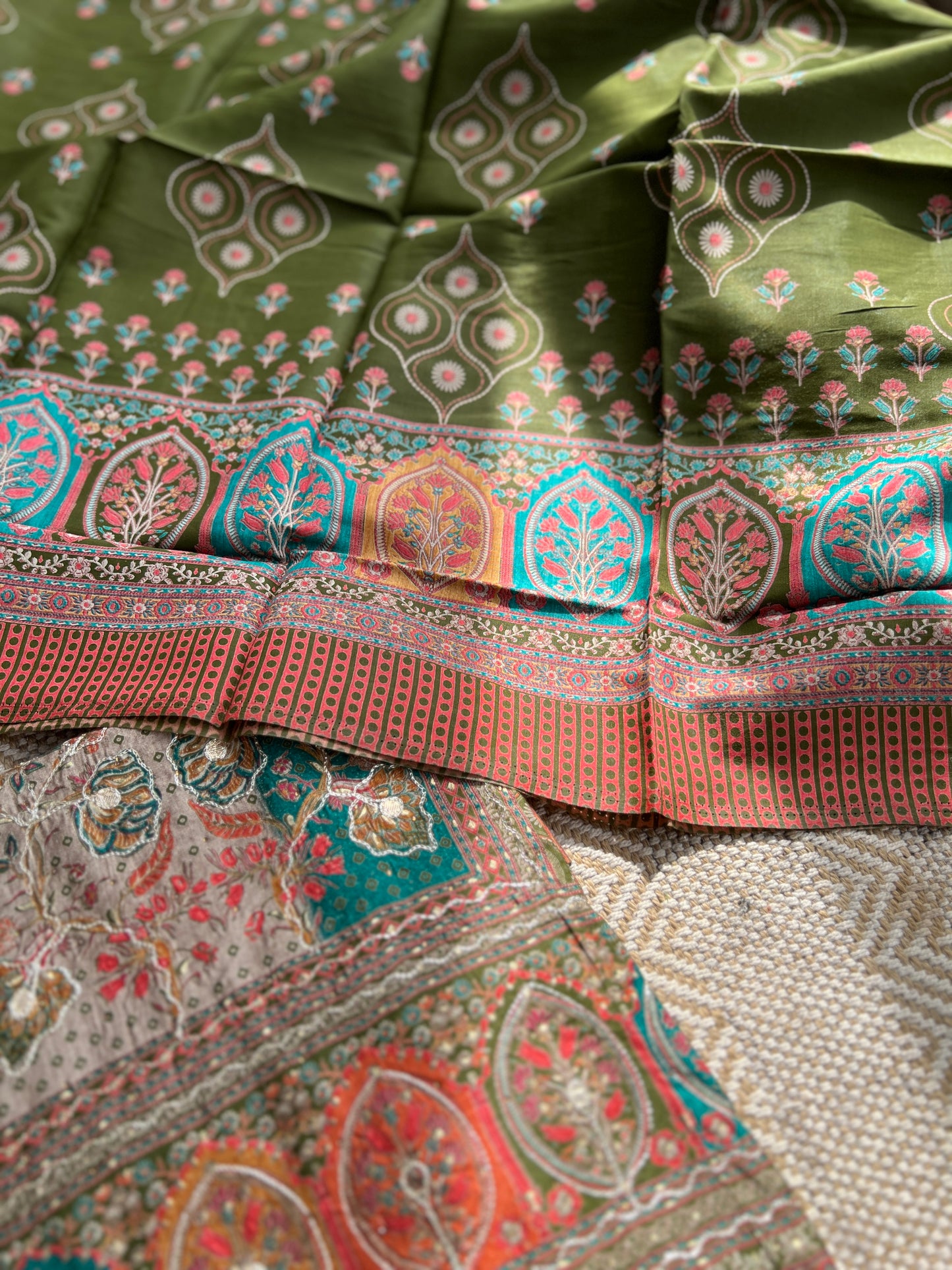 Green Gota-Embellishment Modal Maslin