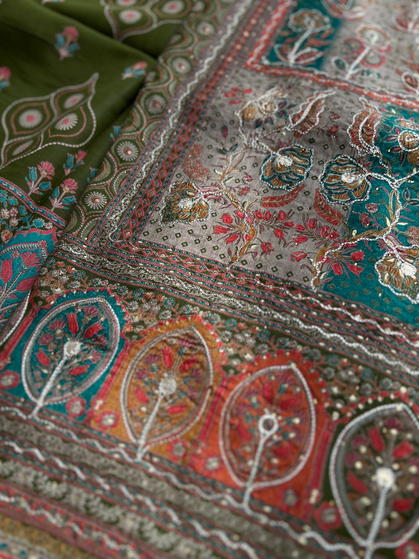 Green Gota-Embellishment Modal Maslin